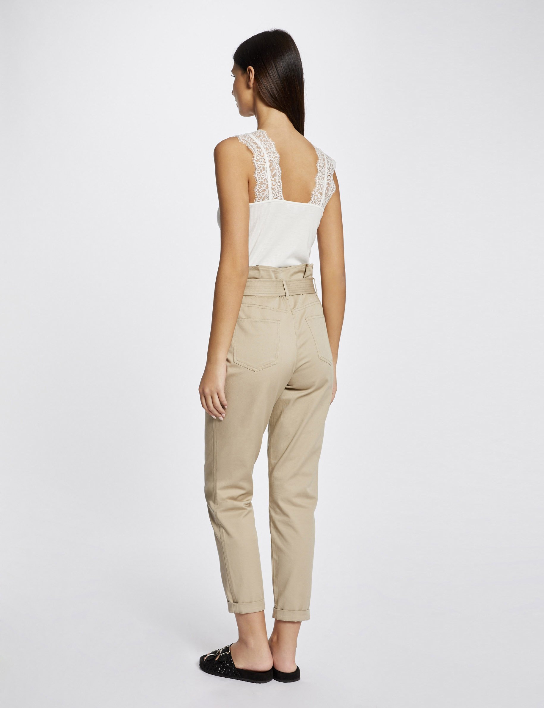 Vest top wide straps with lace ecru women
