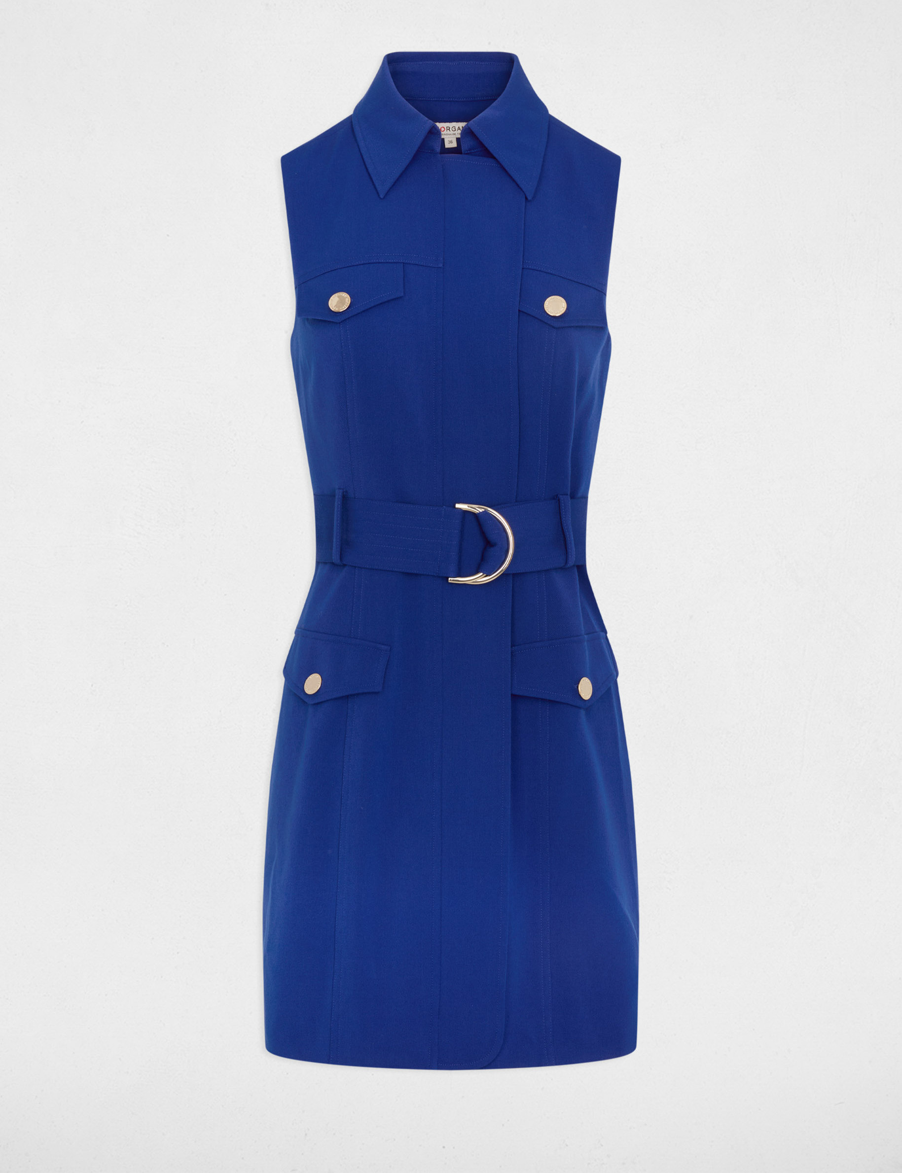 Belted waisted mini dress petroleum blue women