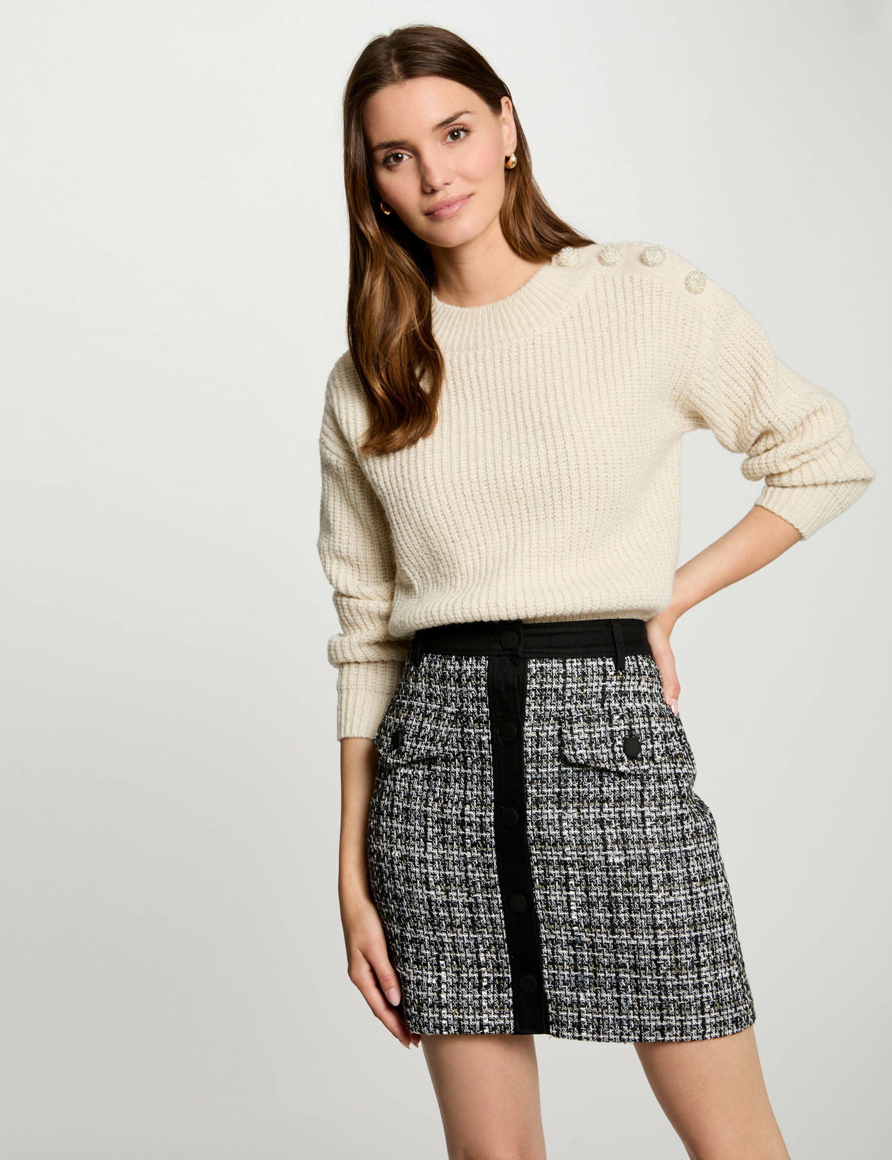 Plus size tweed mini skirt hot sale