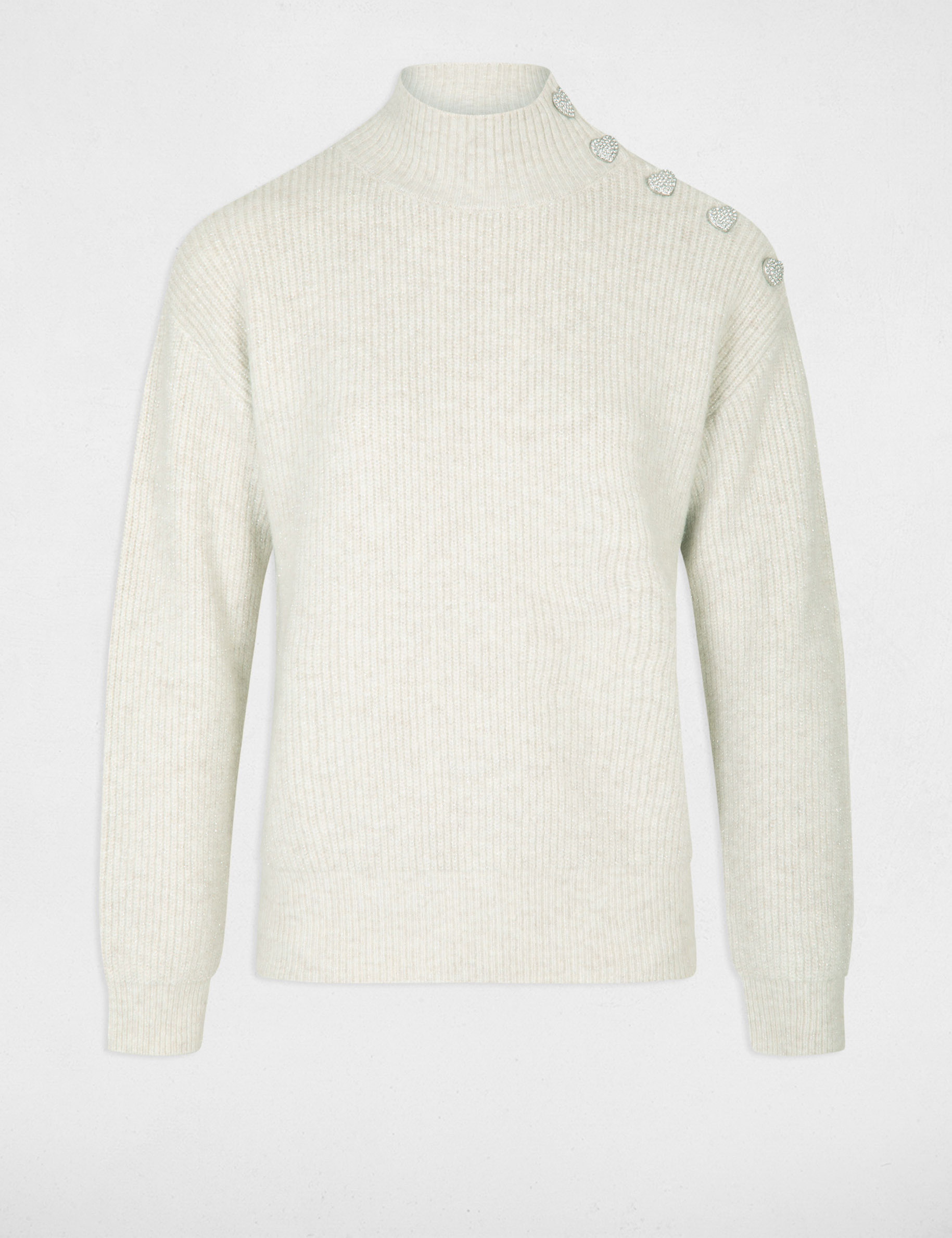 long sleeved jumper with buttons ivory women Long-sleeved jumper with buttons ivory women
