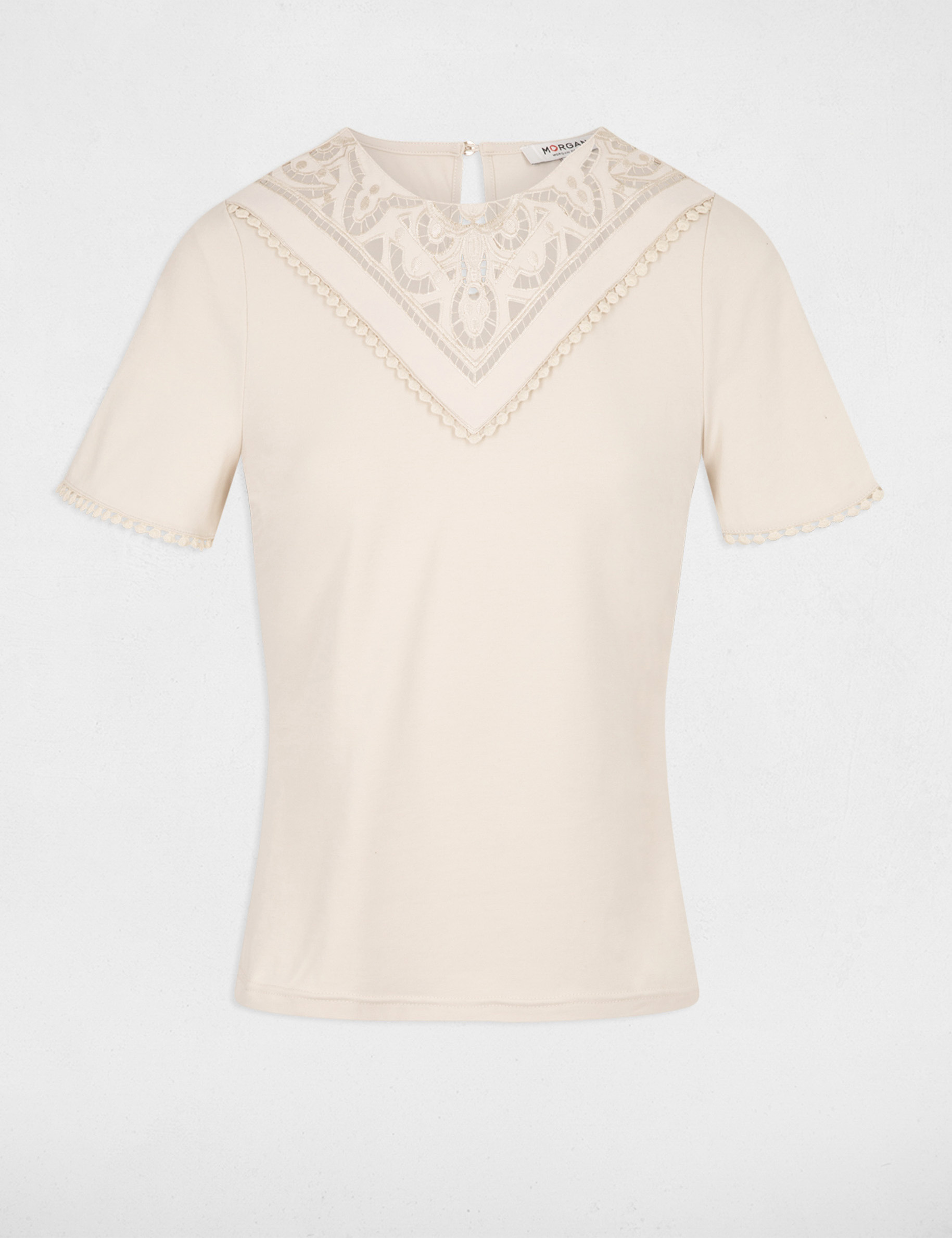 Short sleeved t shirt light beige women Morgan
