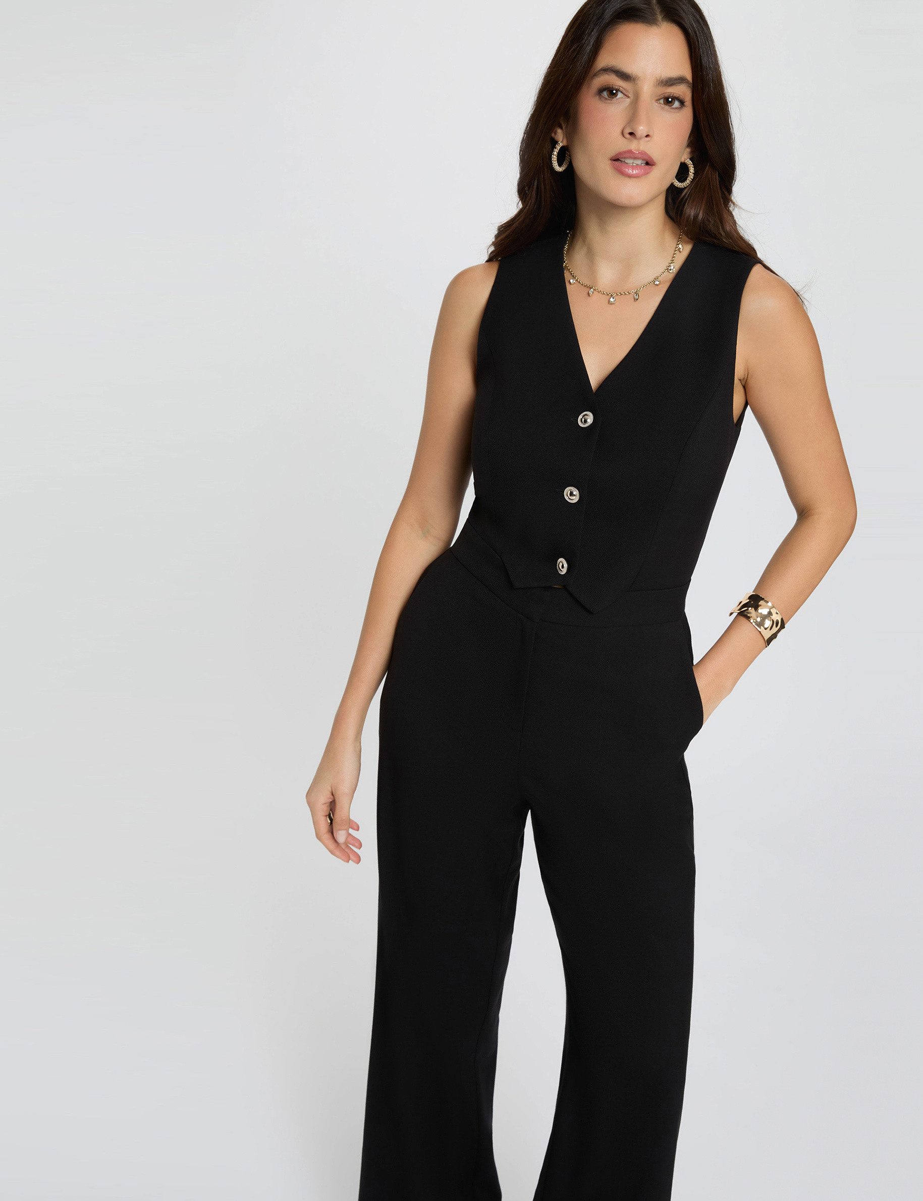Jumpsuit with V-neck black women