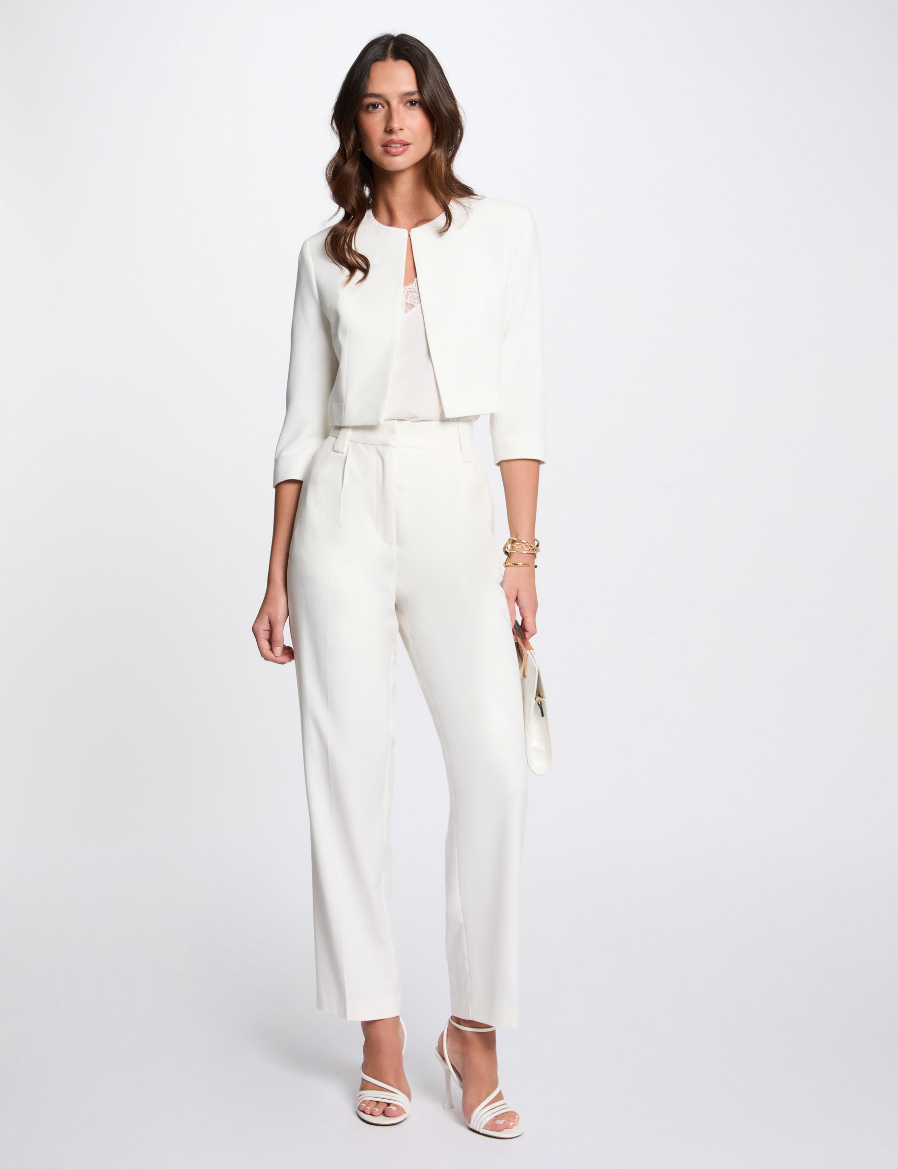 jacket 34 length sleeves white women Jacket 3/4-length sleeves white women