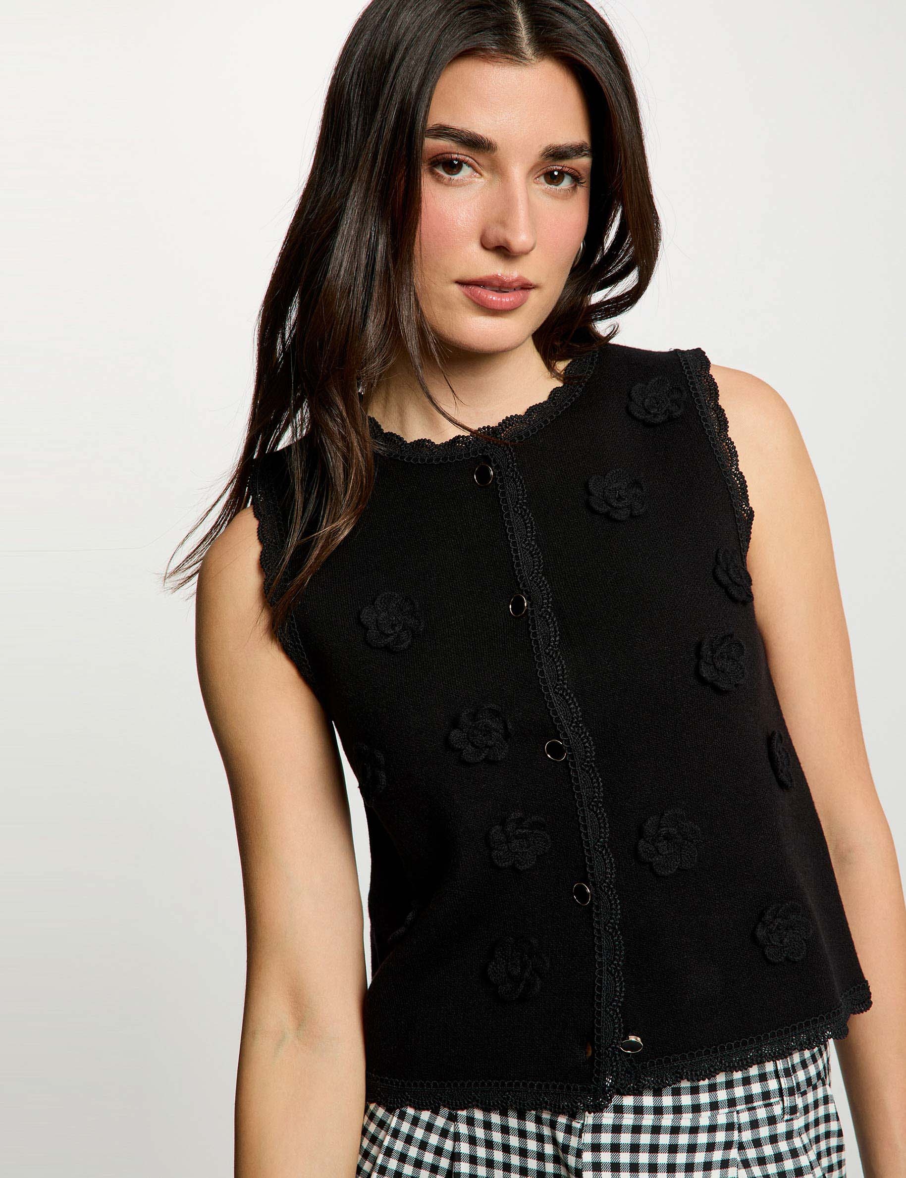 Fitted cardigan with round neck black women