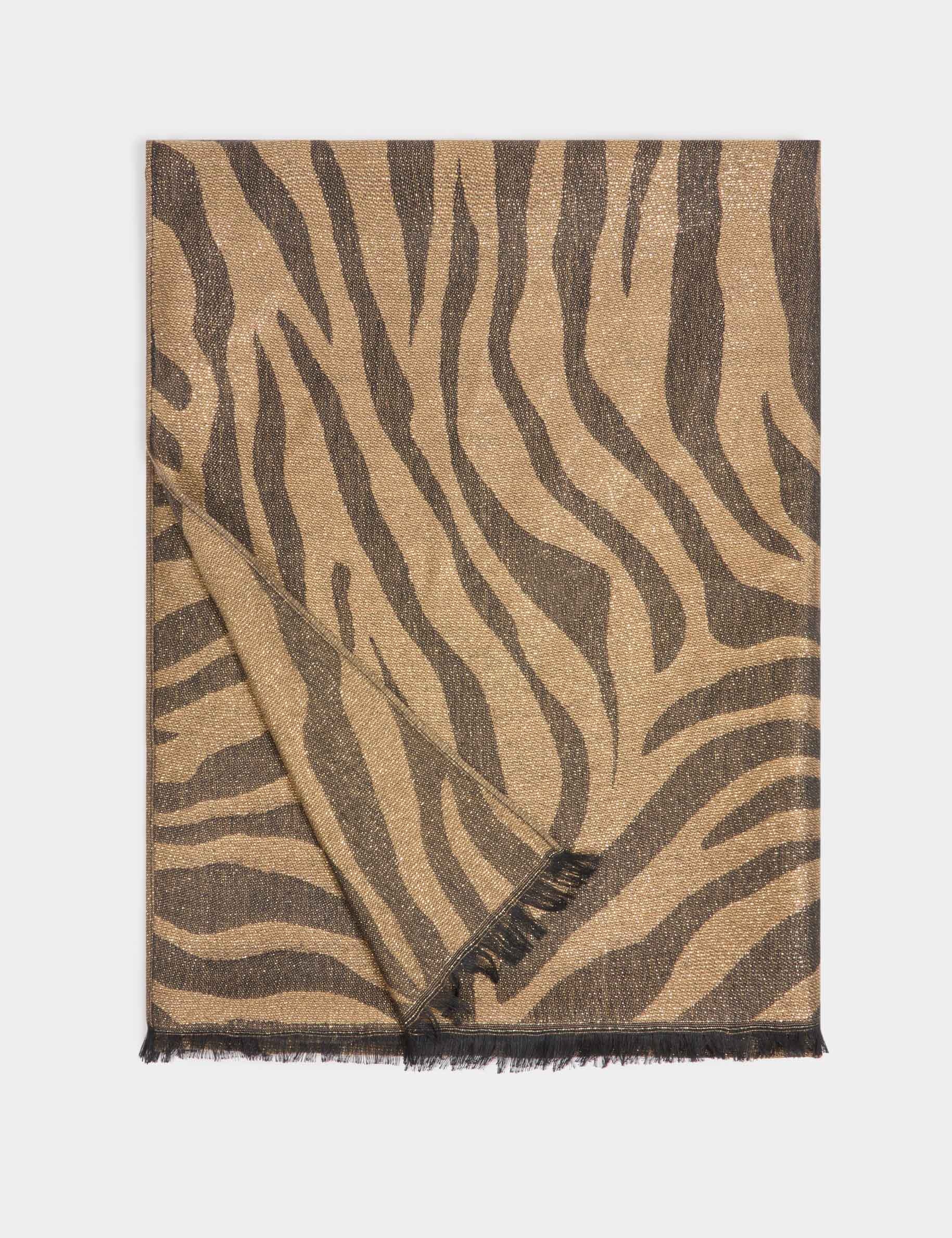 Metallic zebra scarf gold yellow women