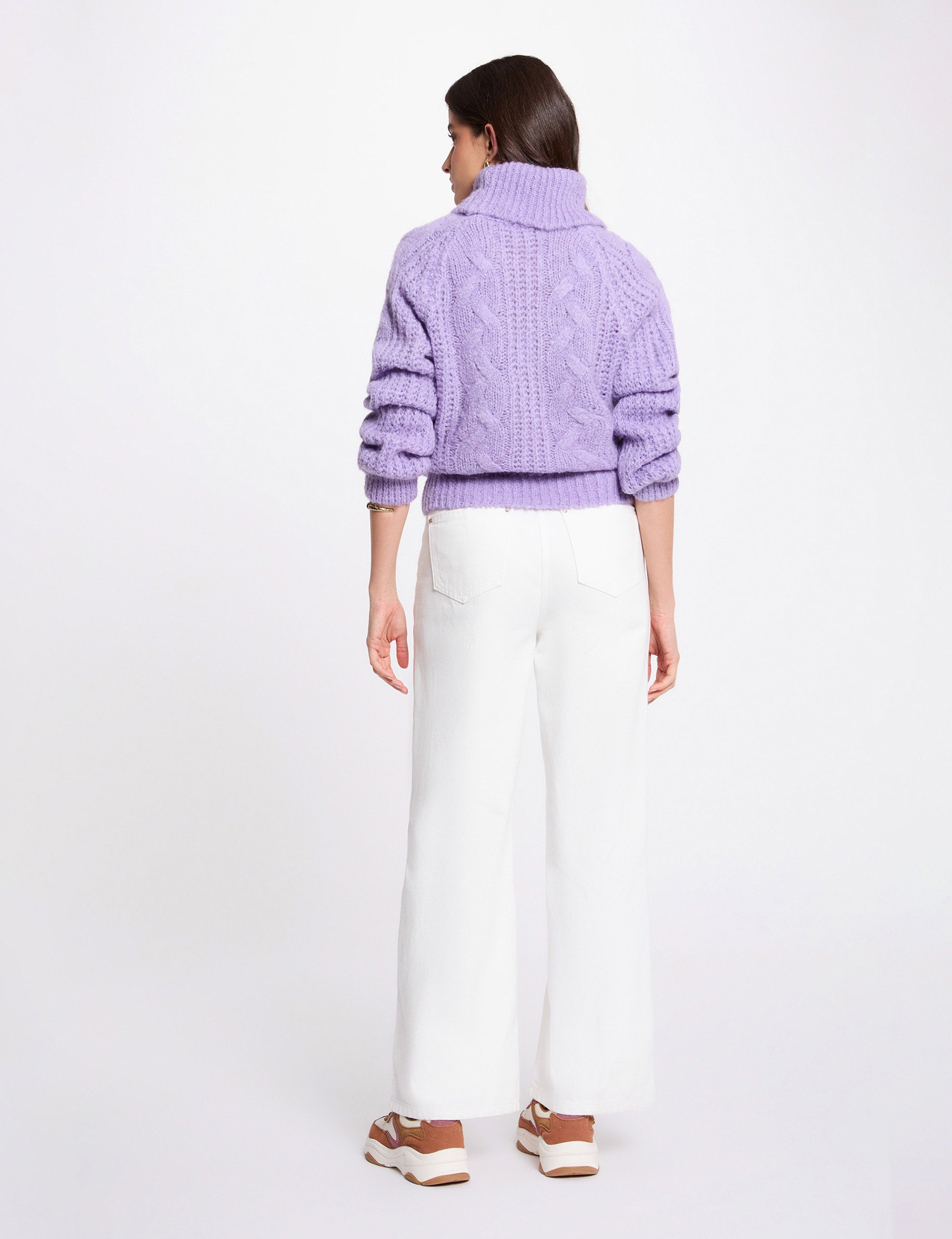 Cable-knit turtleneck sweater parma purple women
