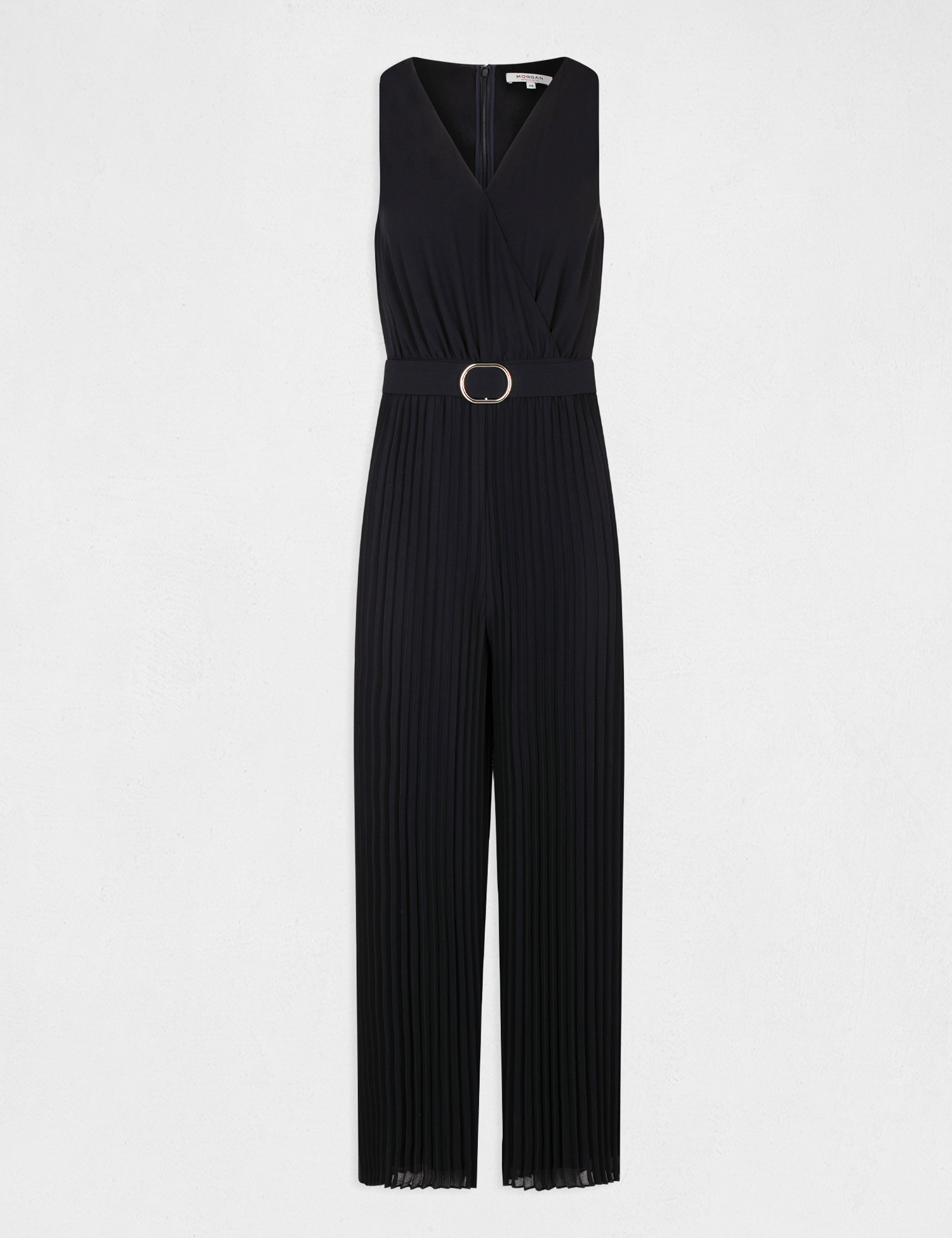 Loose jumpsuit with pleated legs navy ladies'