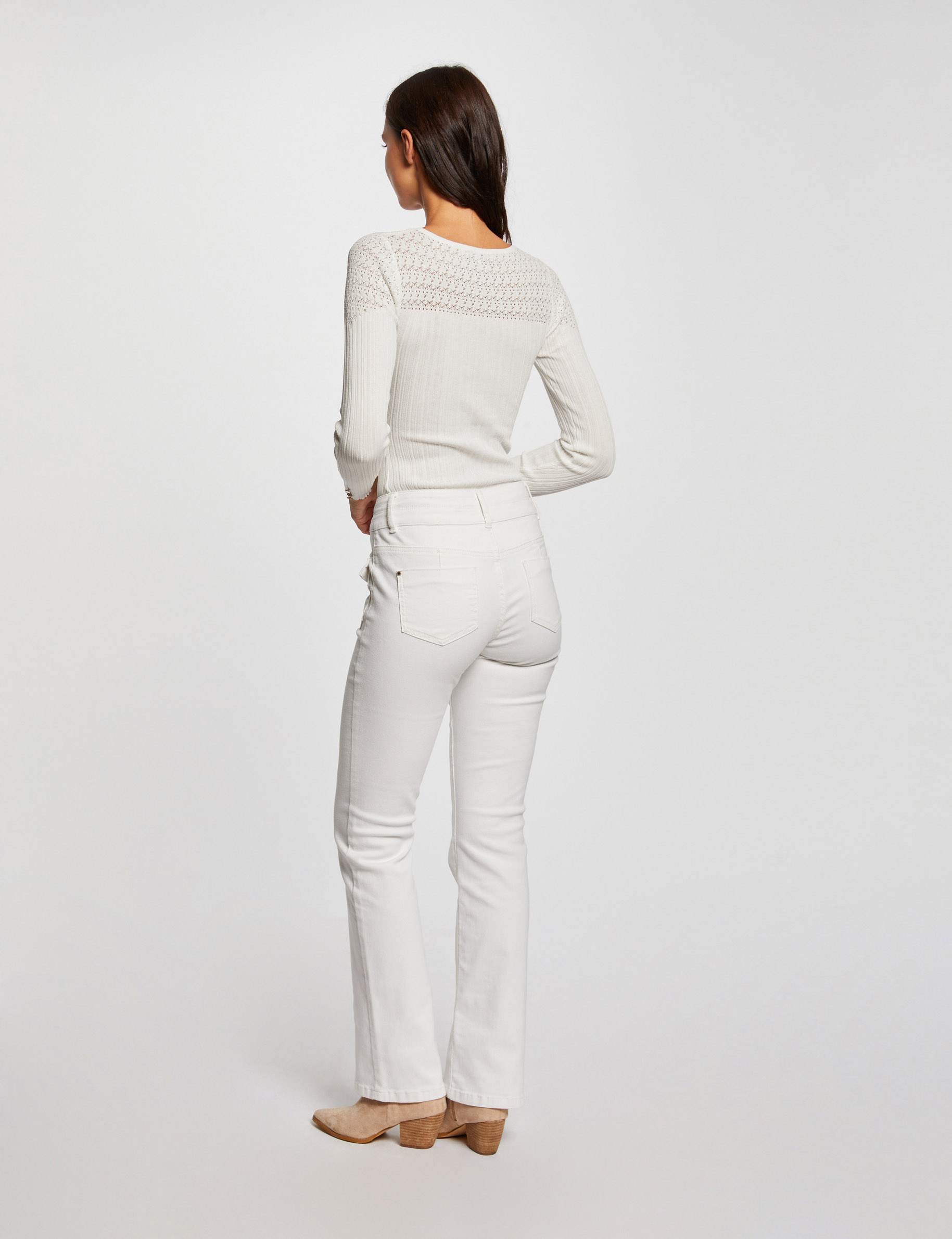Bootcut jeans with flap pockets ivory women