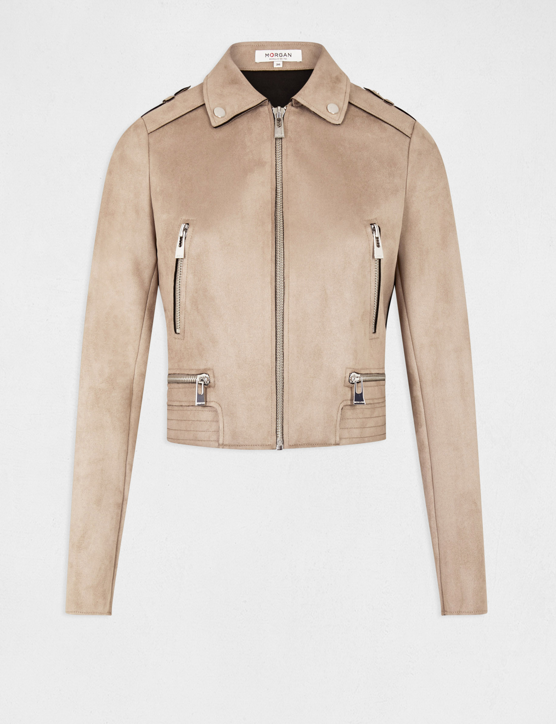 Straight jacket with suede effect  ladies'