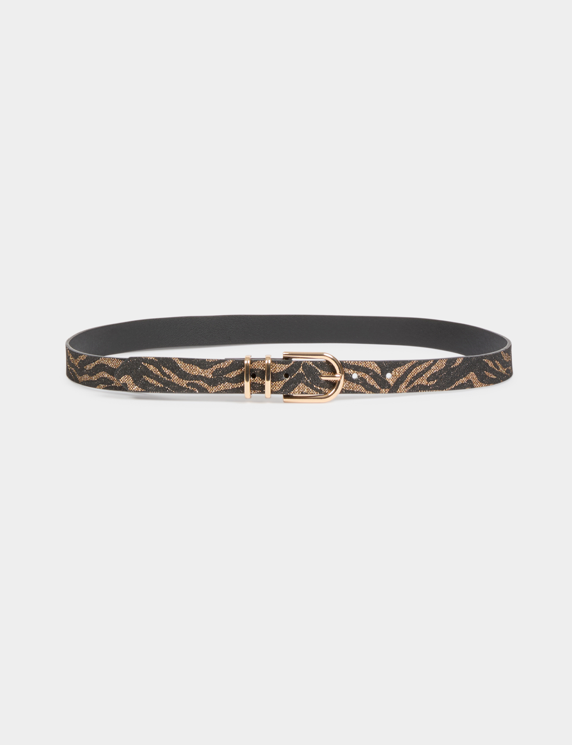 Zebra-print thin belt black women