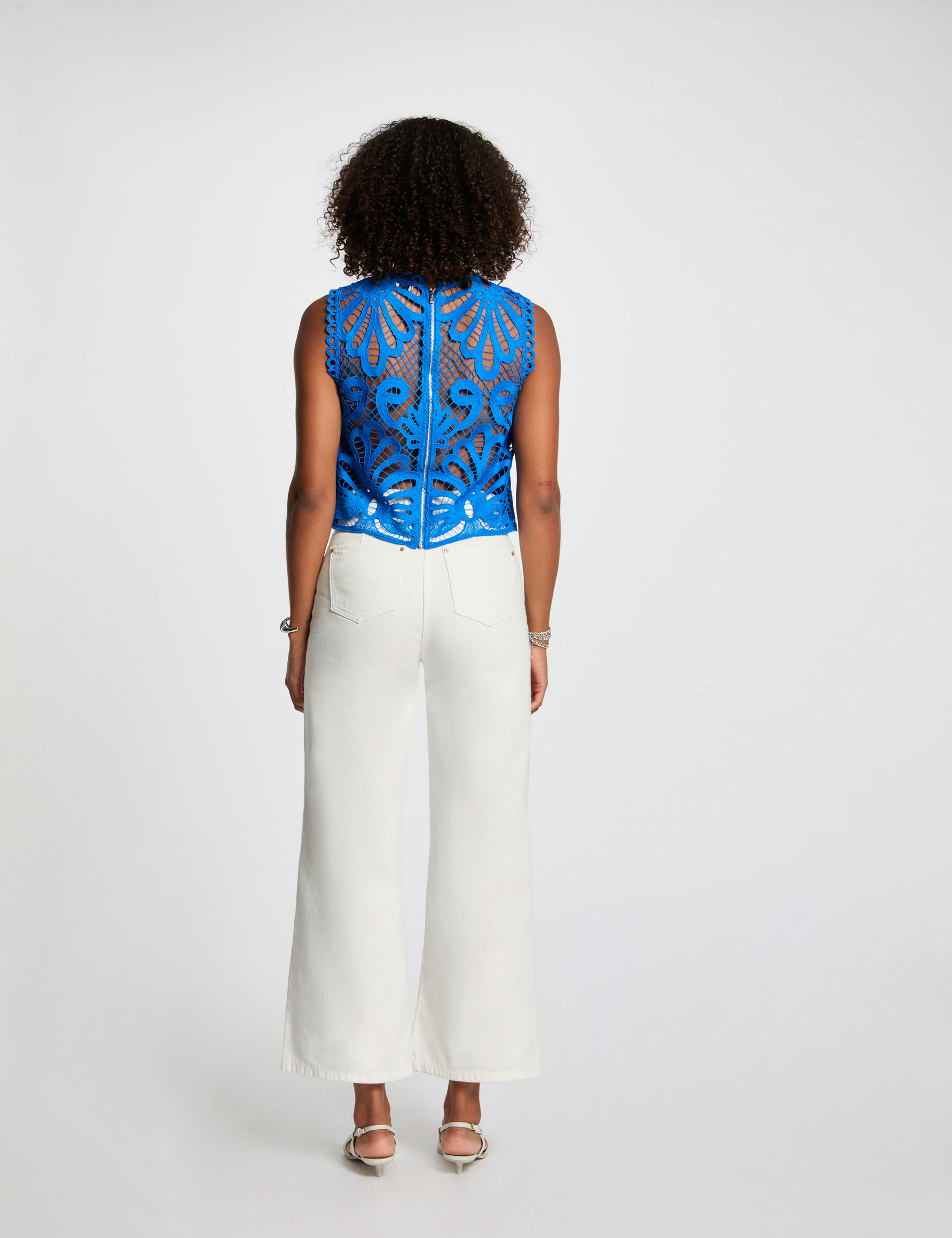 sleeveless lace top electric blue women Sleeveless lace top electric blue women