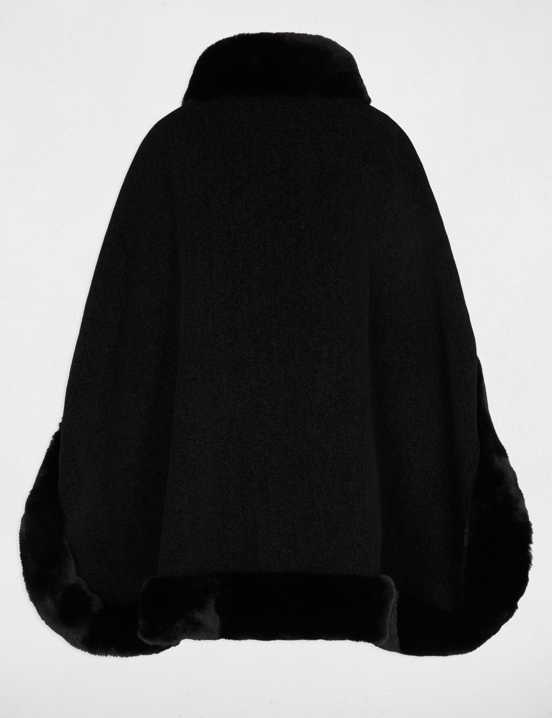 Faux fur poncho black women