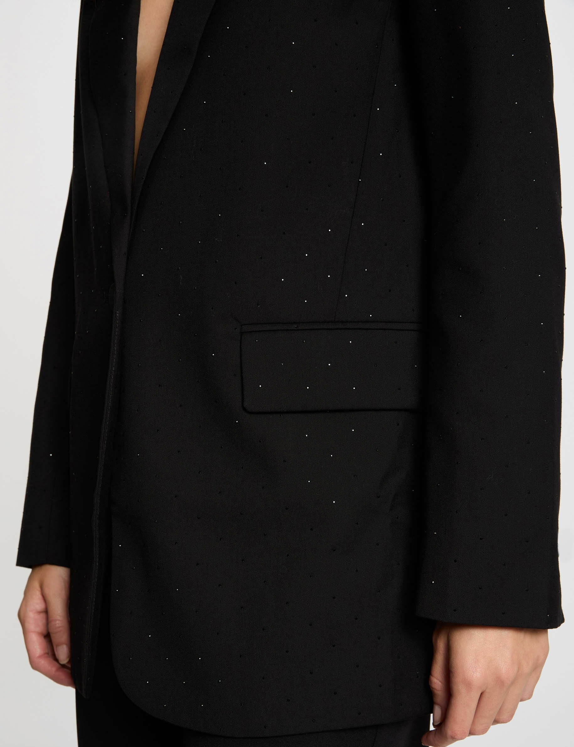 long blazer with sequins black women Long blazer with sequins black women