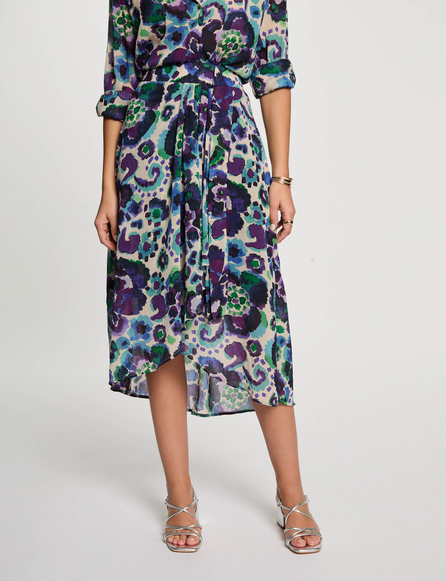 jupe fluide imprimee multicolore femme Jupe fluide imprimée multicolore femme