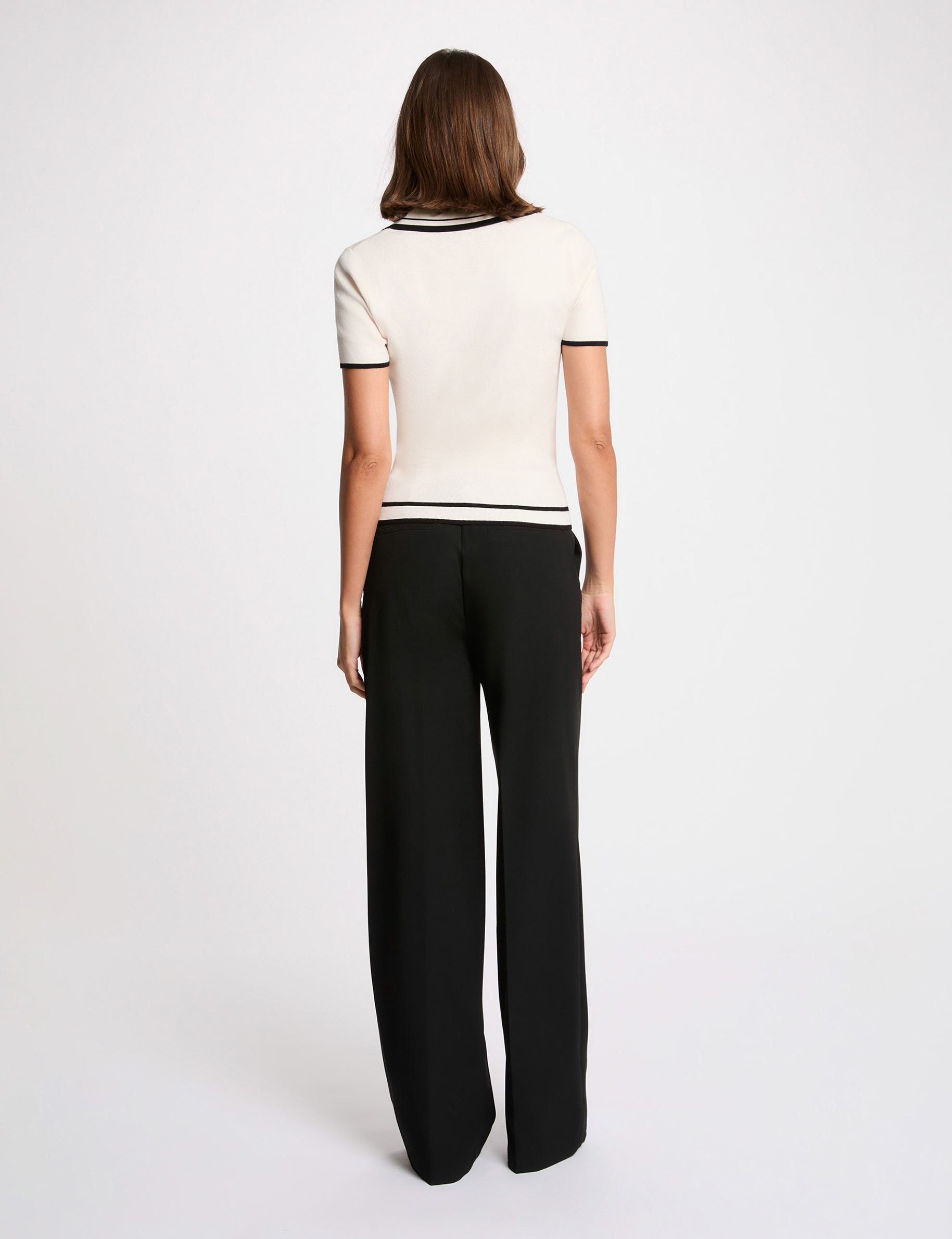 Striped fitted sweater ivory women