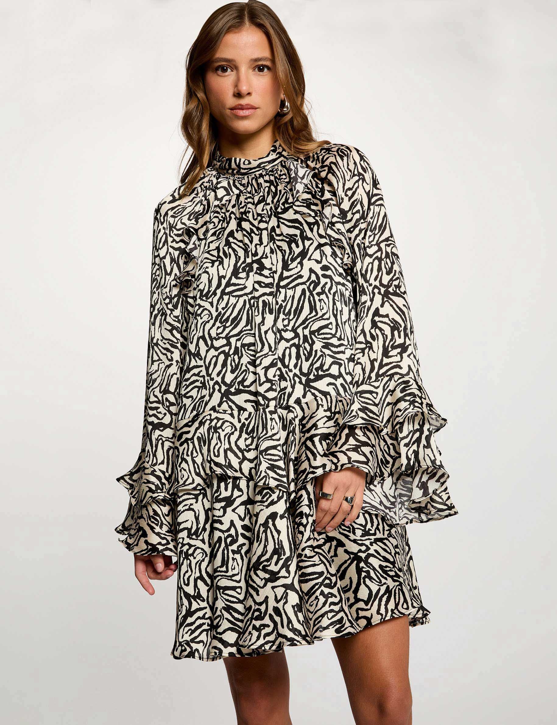 Pleated short dress multicolor women