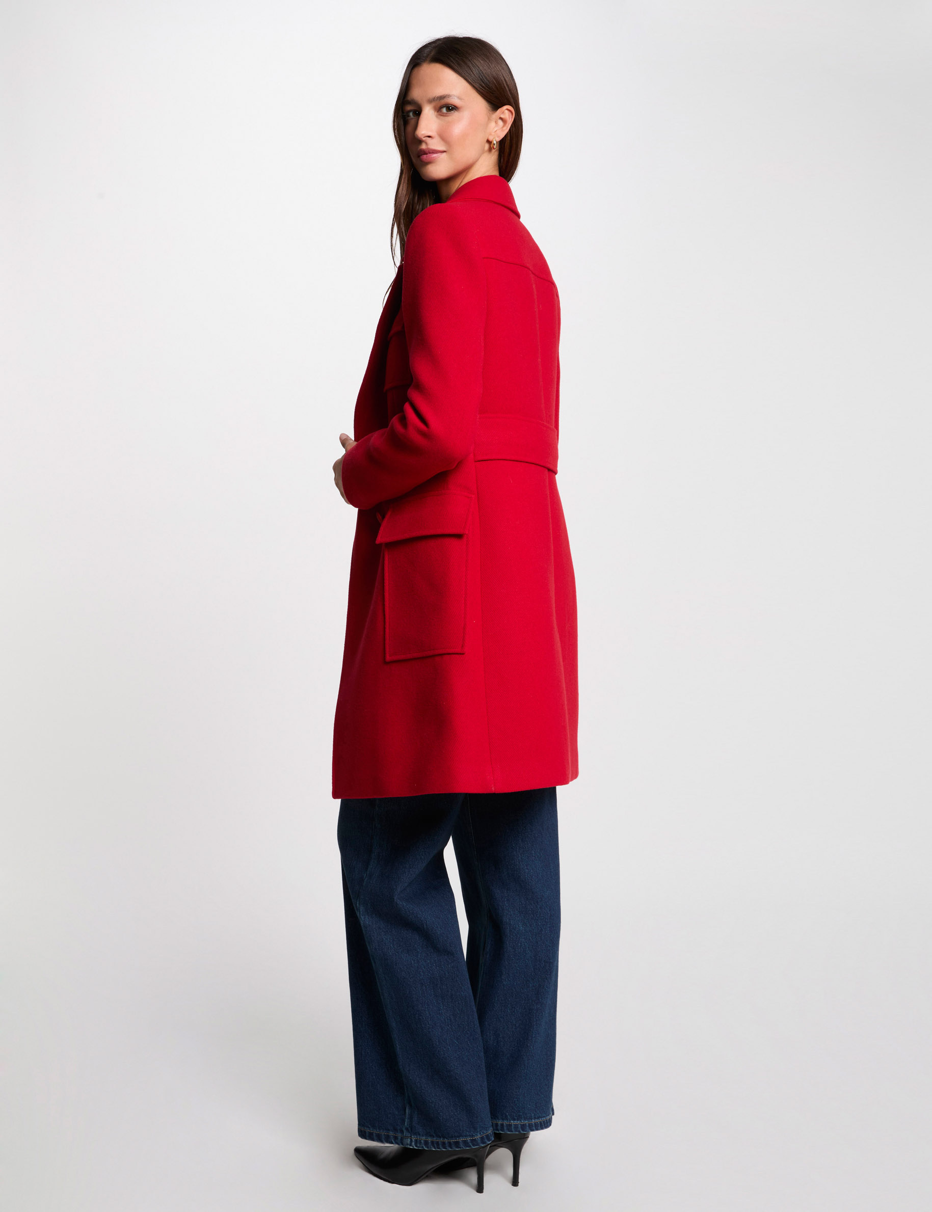 buttoned long coat red women Buttoned long coat red women