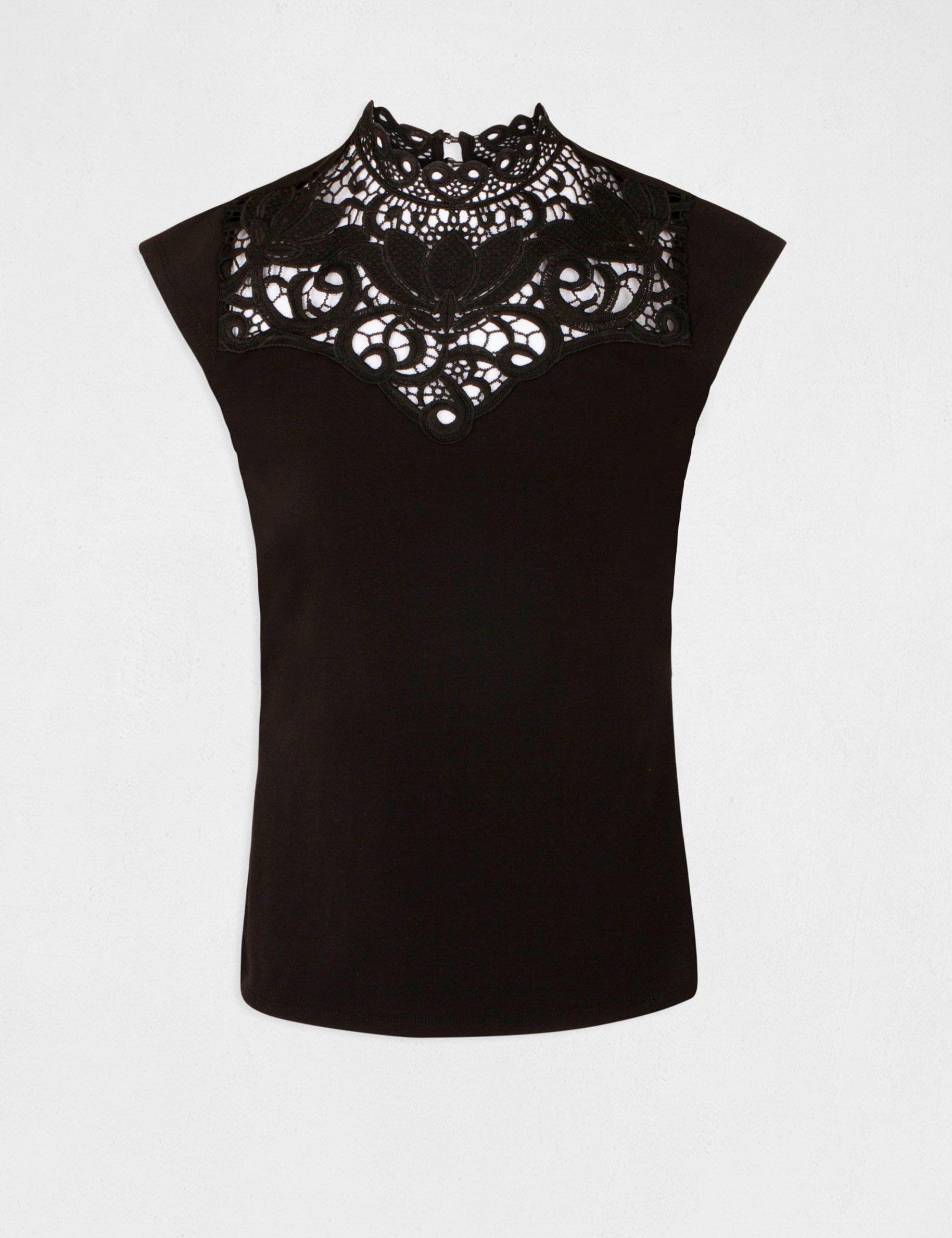 Short-sleeved t-shirt with lace black women