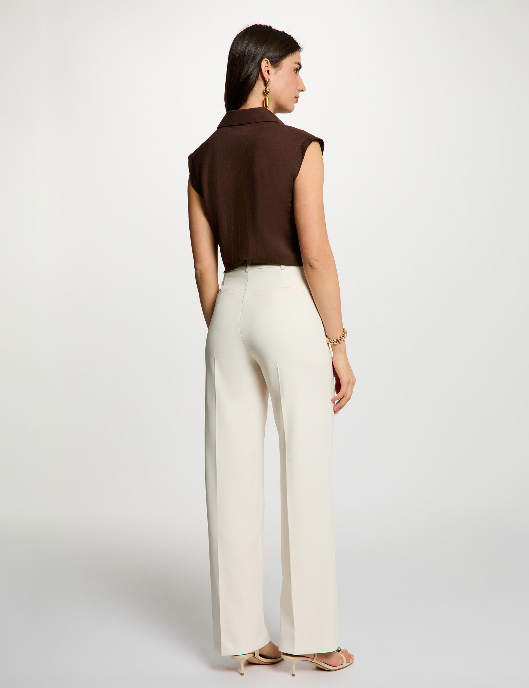 Sleeveless blouse dark brown women