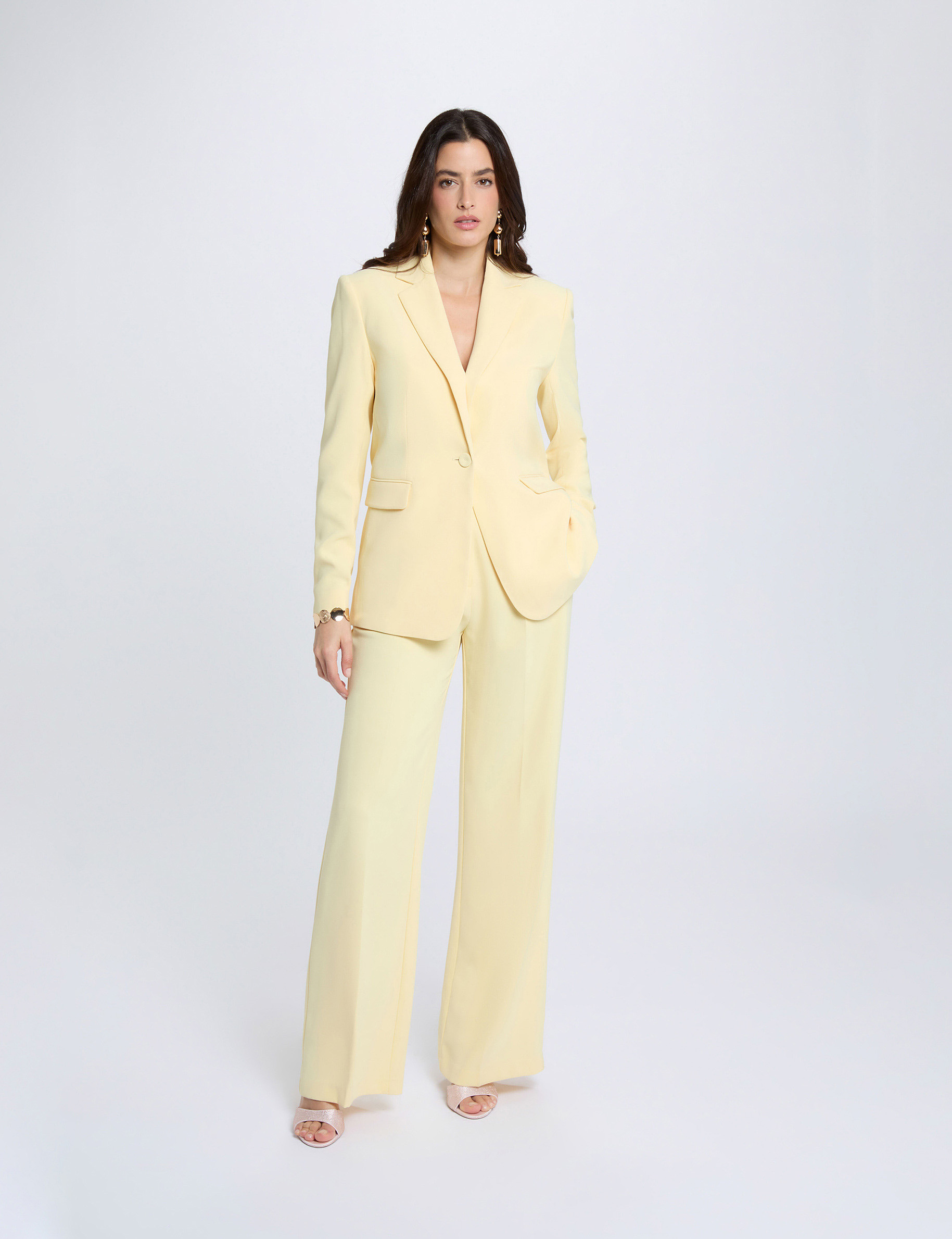 Jacket with tailored collar light yellow women