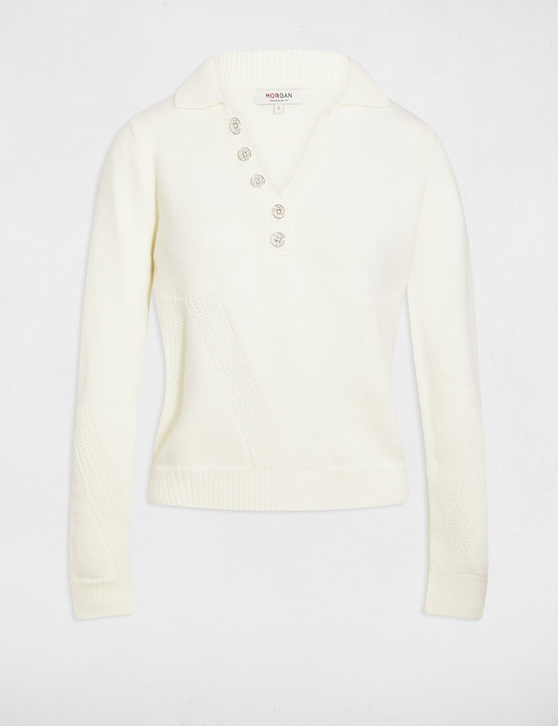 sweater with a turned down collar white women Sweater with a turned-down collar white women