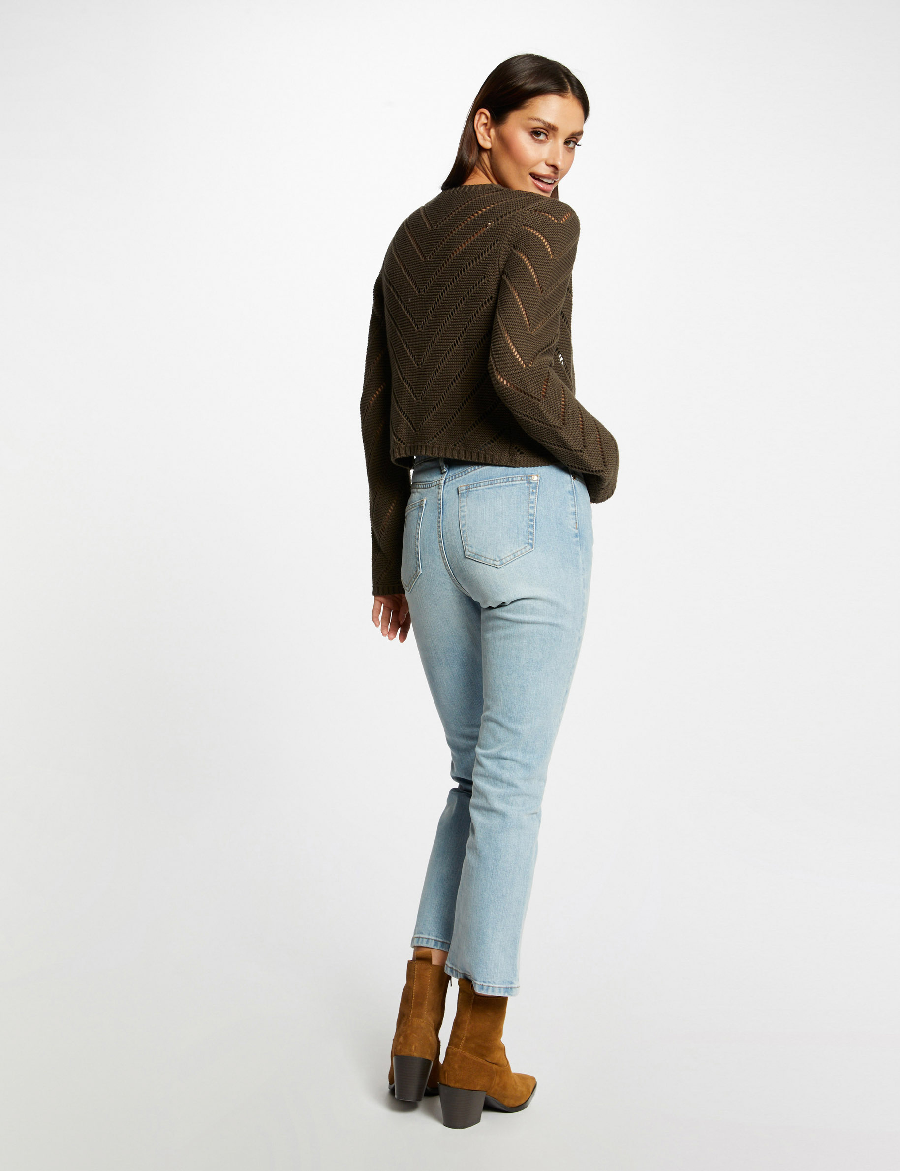 Long-sleeved cardigan openwork details ladies' Long-sleeved cardigan openwork details ladies'