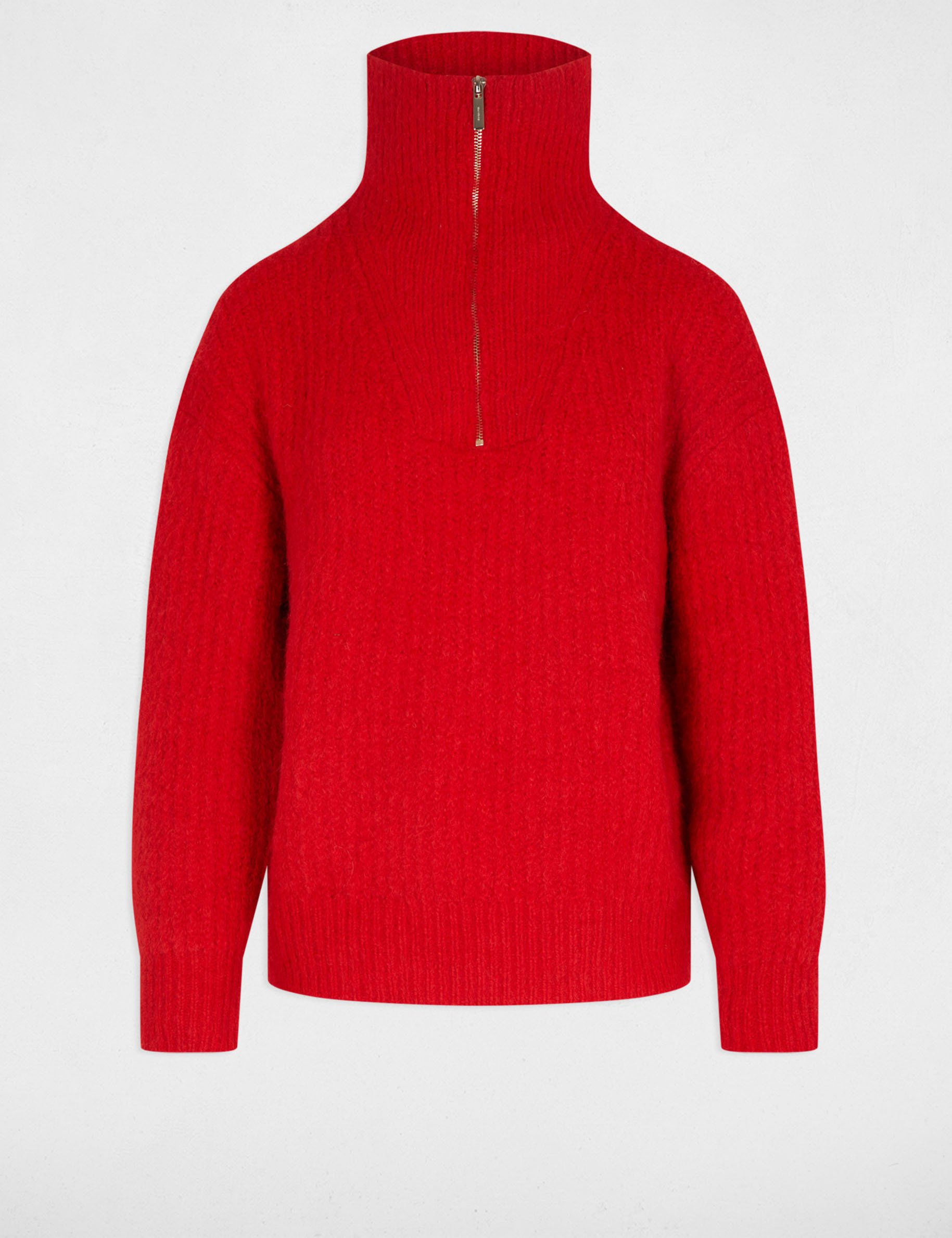 Sweater with zip fastening red women