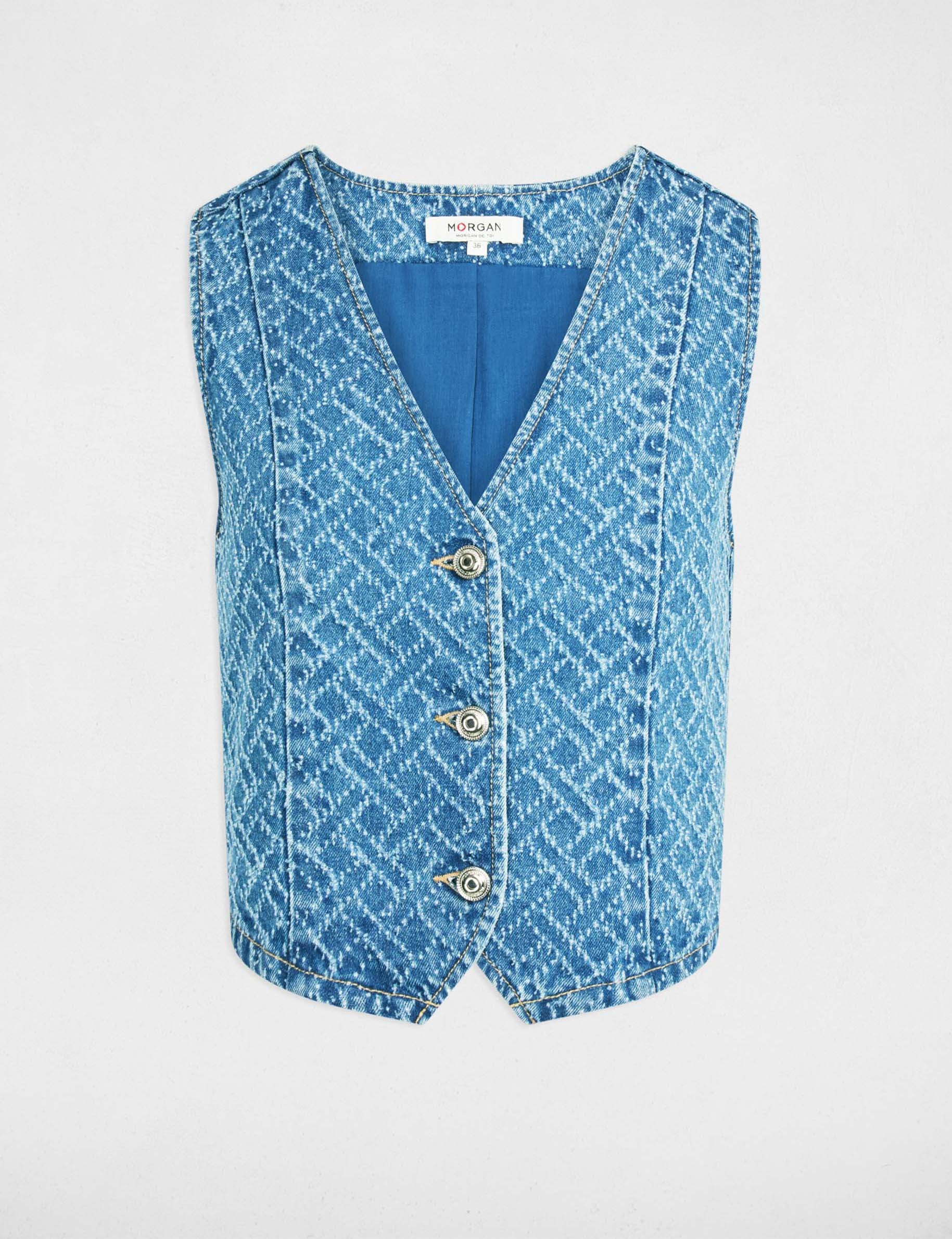 Sleeveless denim jacket denim stone women