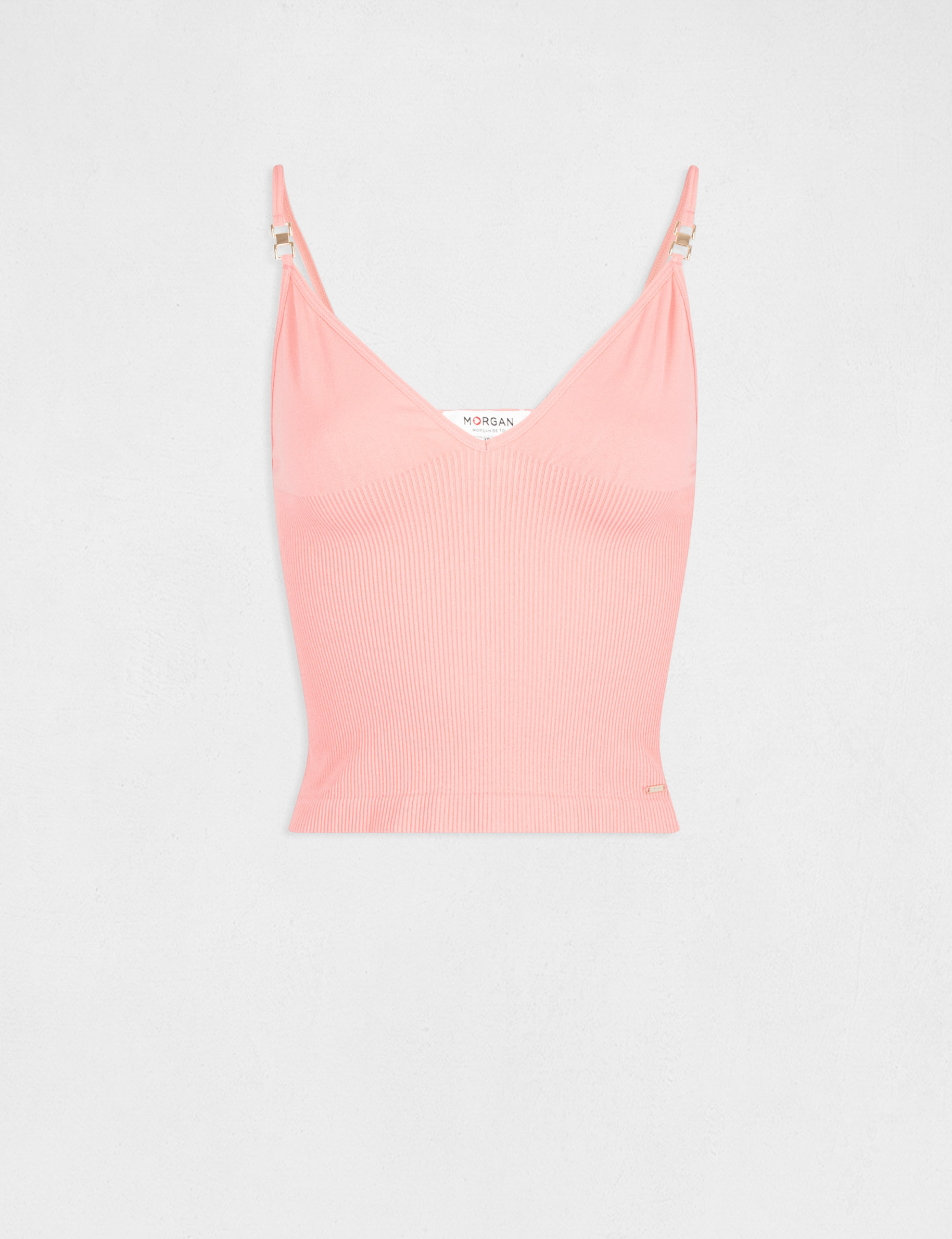 Vest top with thin straps and V-neck coral ladies'