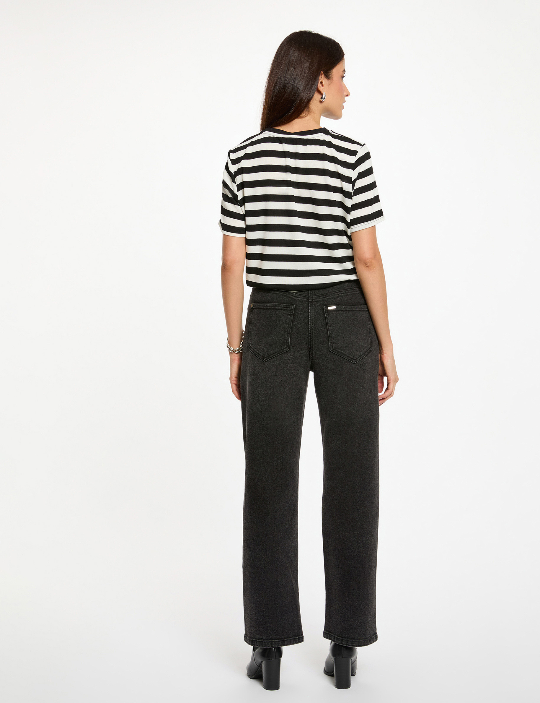 t shirt raye cropped blanc femme white women