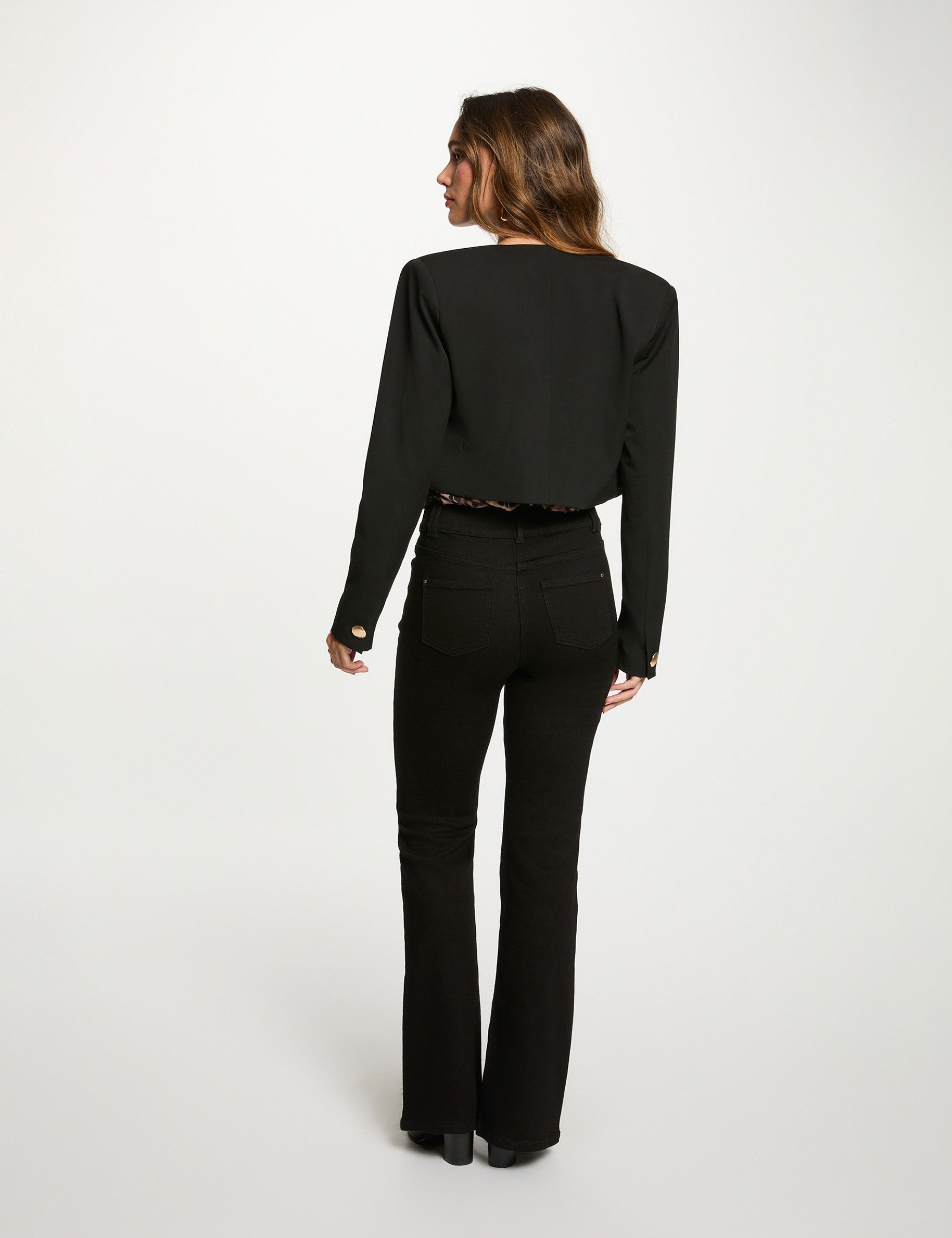 Veste courte sans manches noir femme