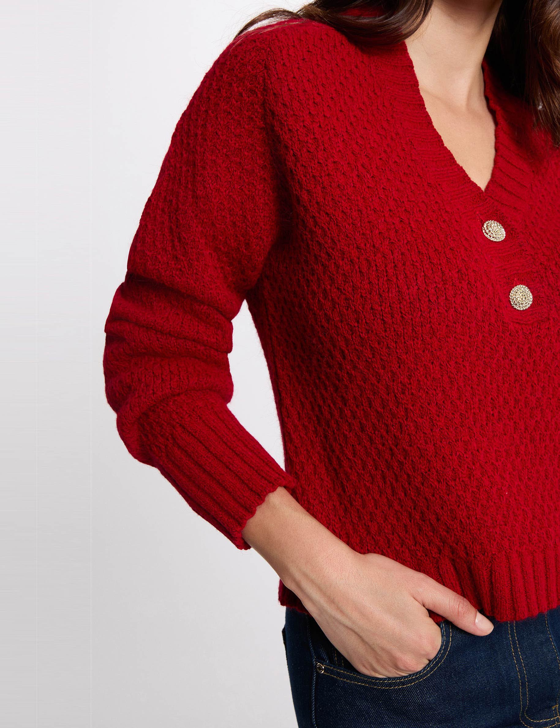 V-neck sweater red women