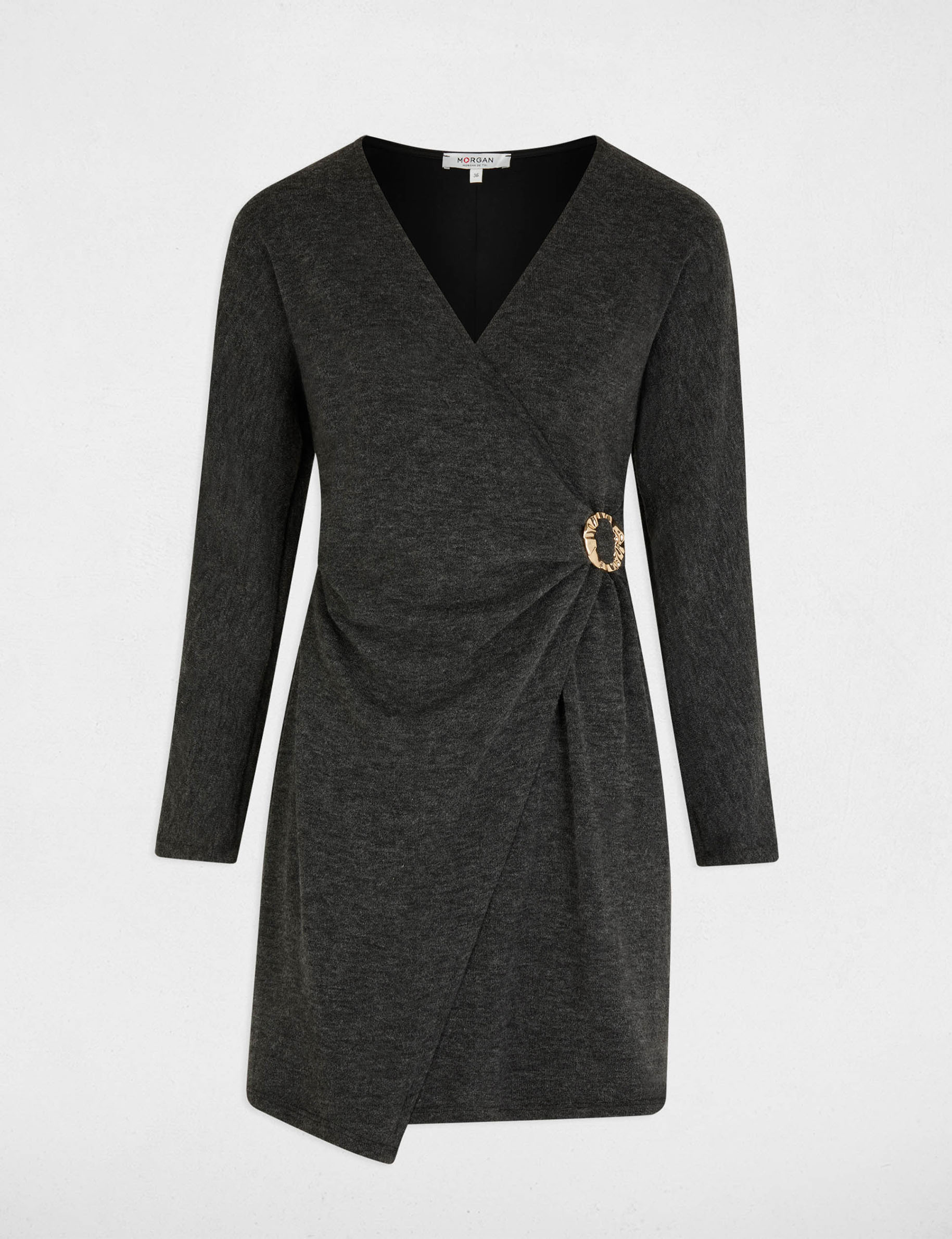 Short wrap dress mid-grey women