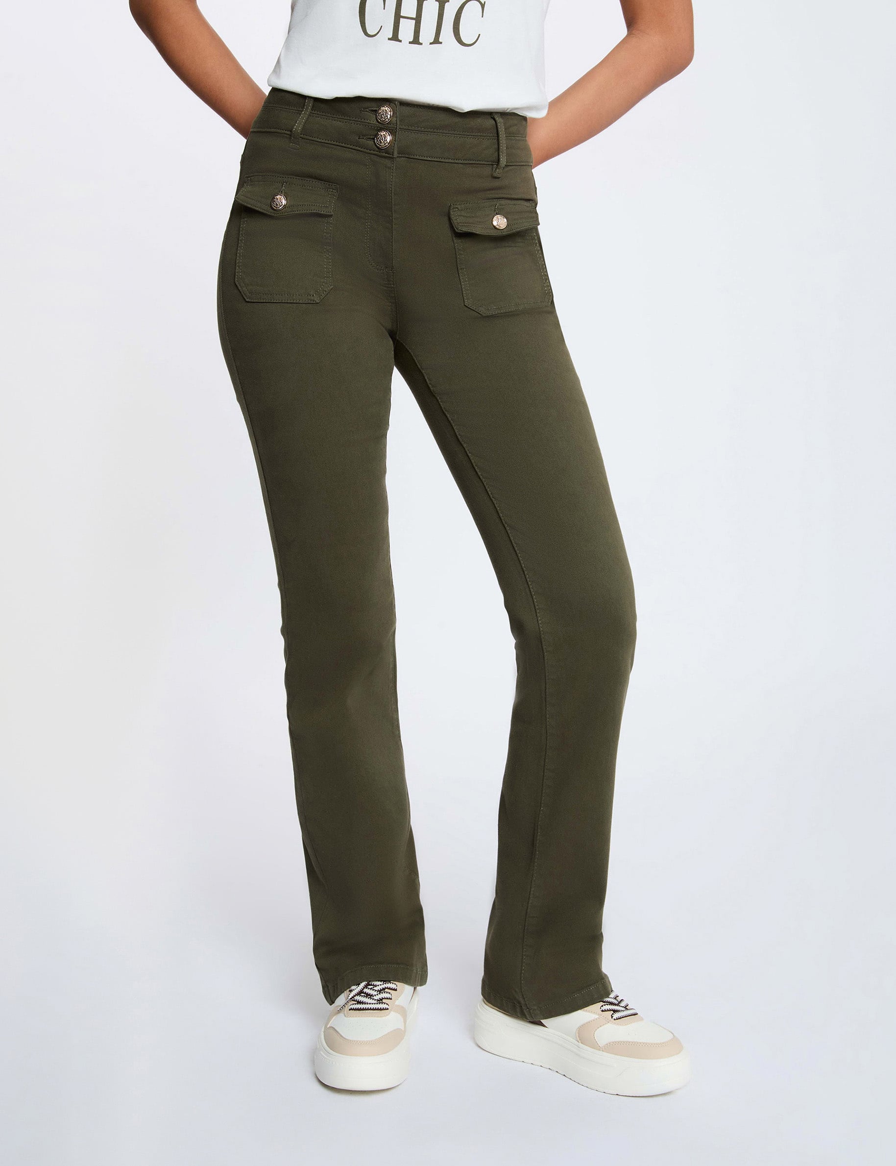 Bootcut trousers khaki green women