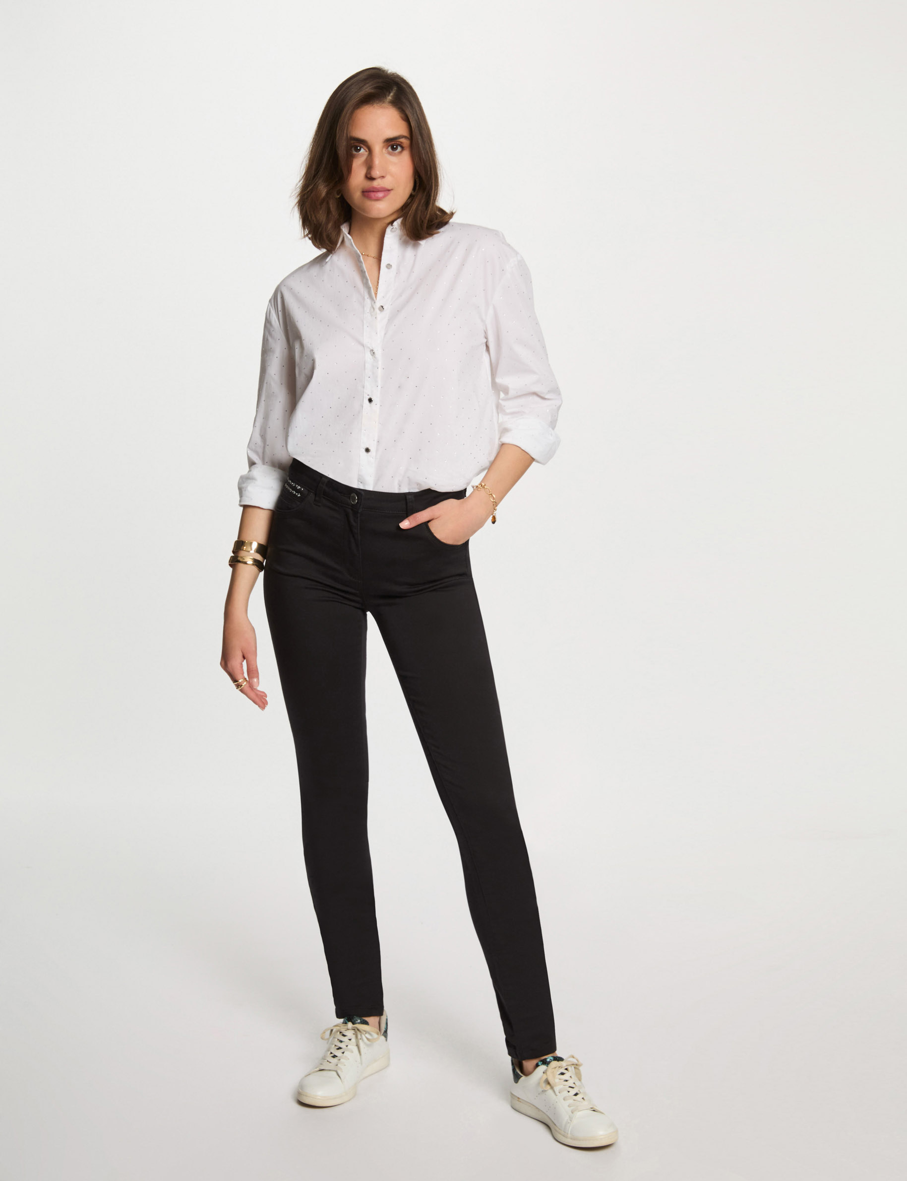 slim trousers with wet effect black women Slim trousers with wet effect black women