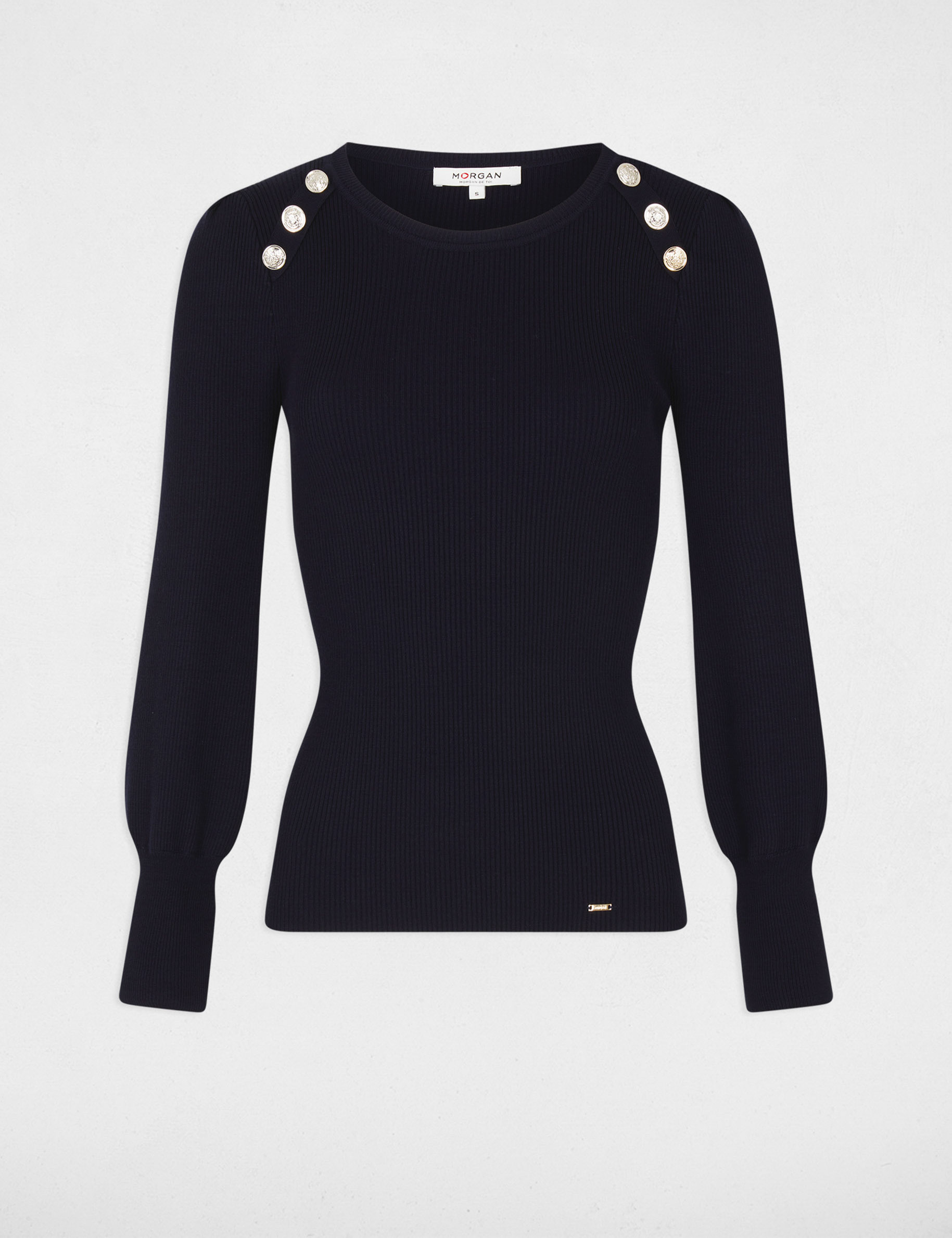 Long-sleeved jumper with buttons navy ladies'
