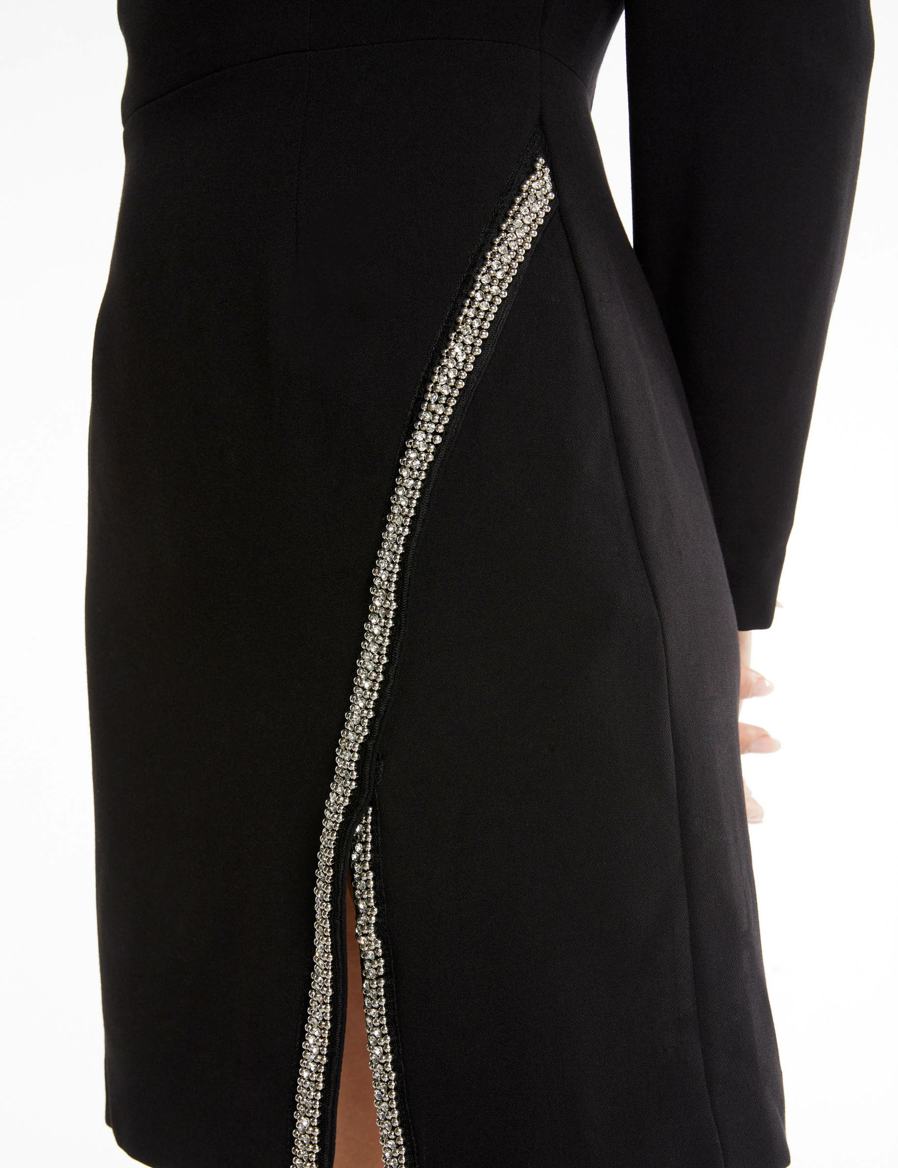 fitted dress with asymmetrical neckline black women Fitted dress with asymmetrical neckline black women
