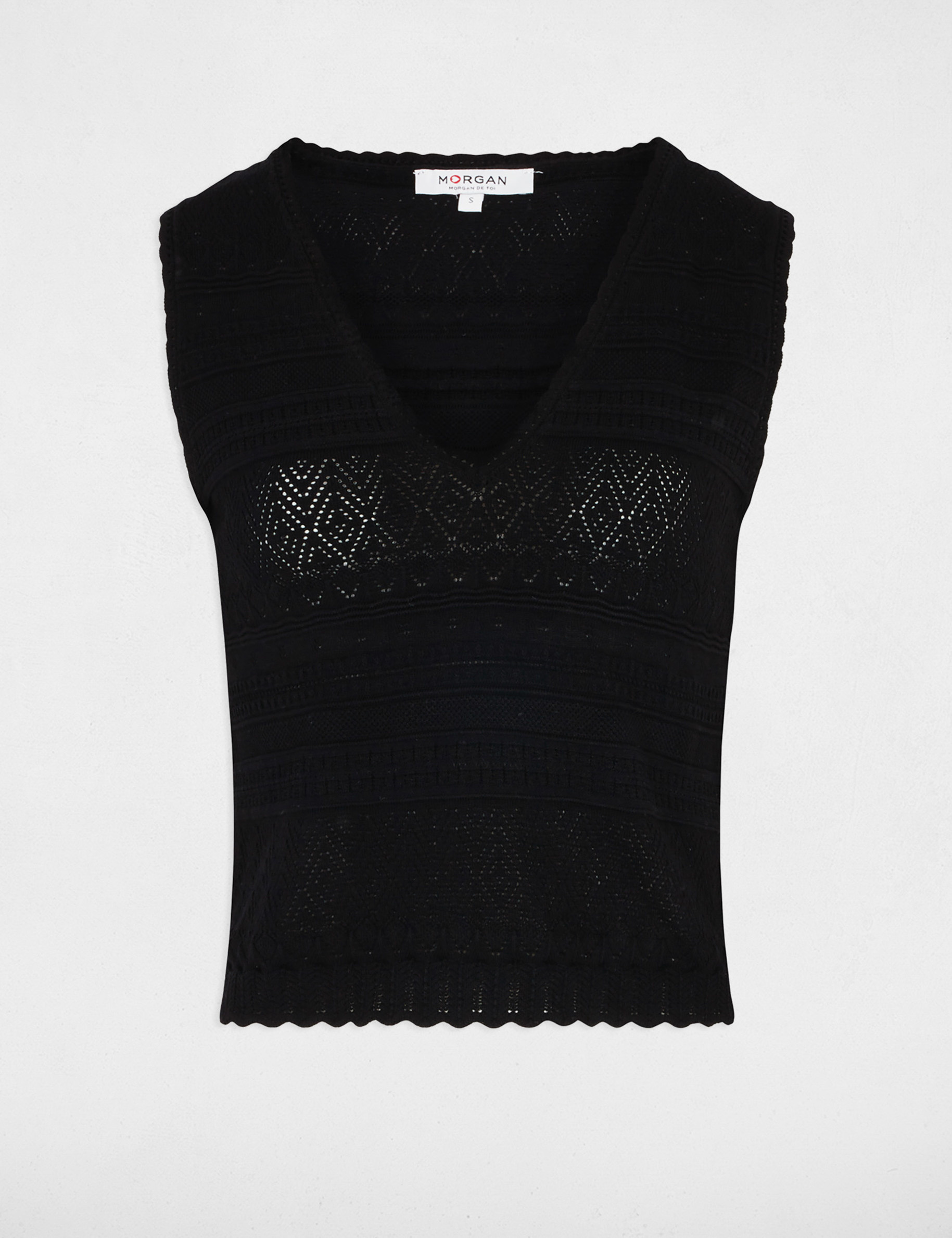 Knitted top with V-neck black women