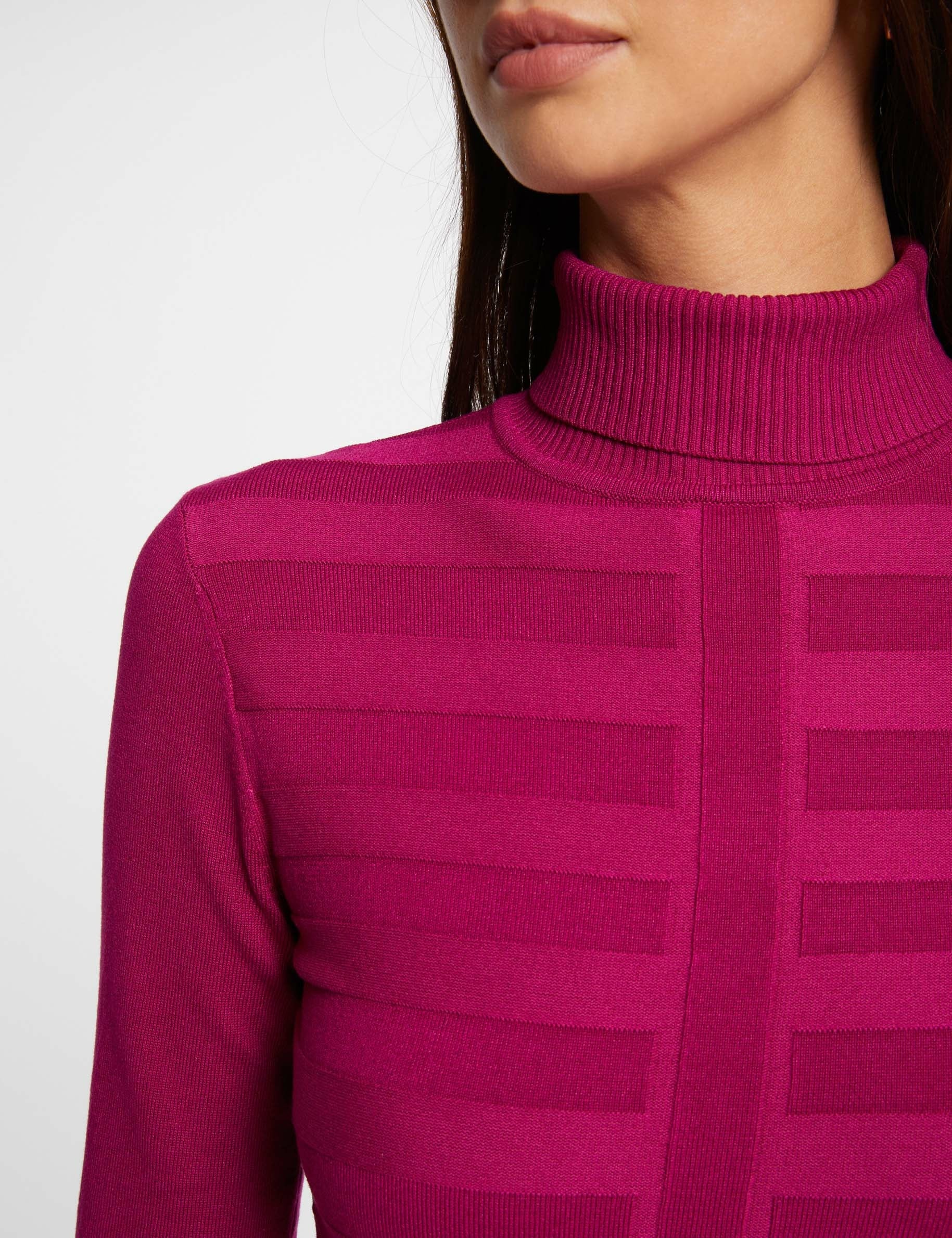 Fitted high neck sweater dark pink women