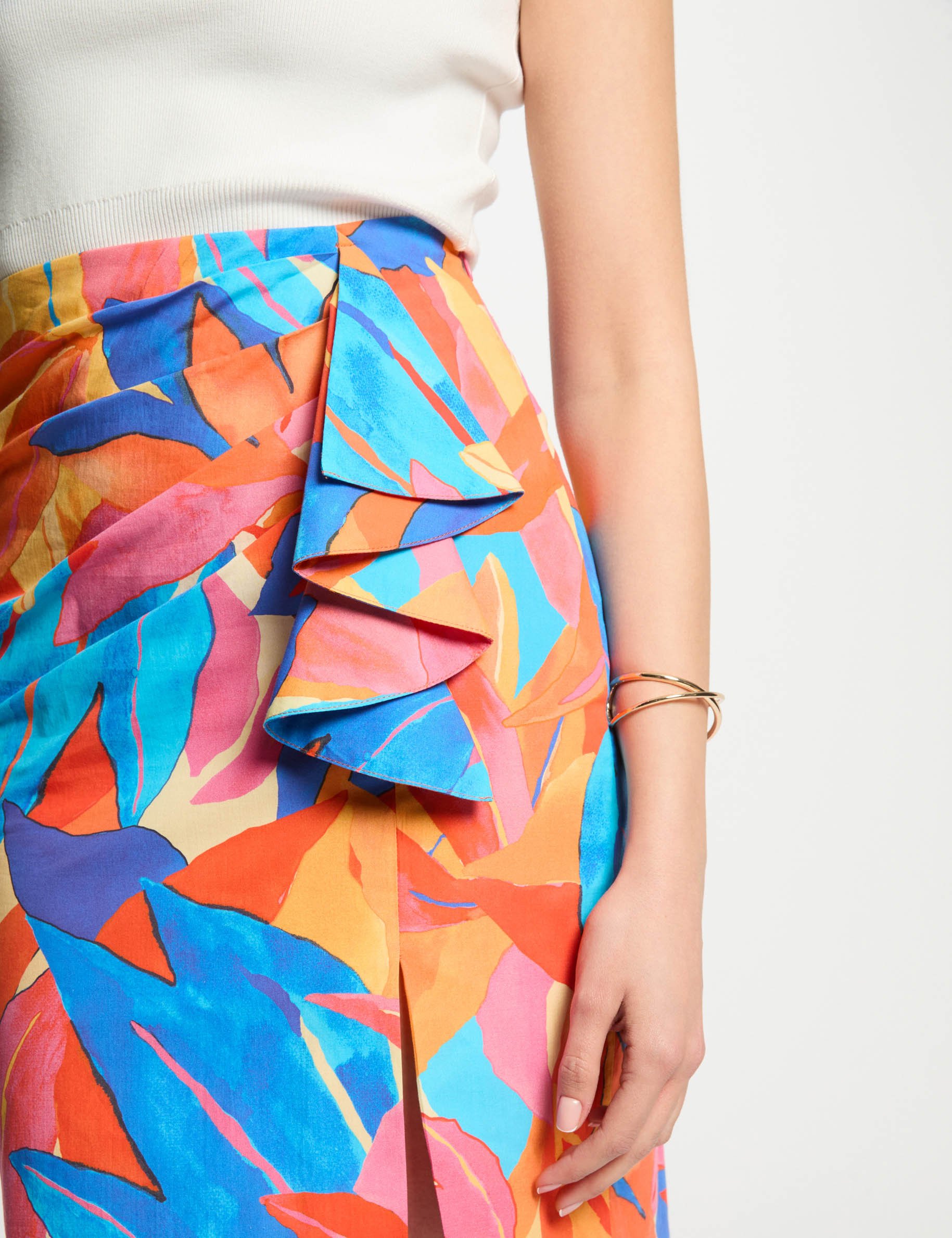 Jupe ajustée imprimée multicolore femme