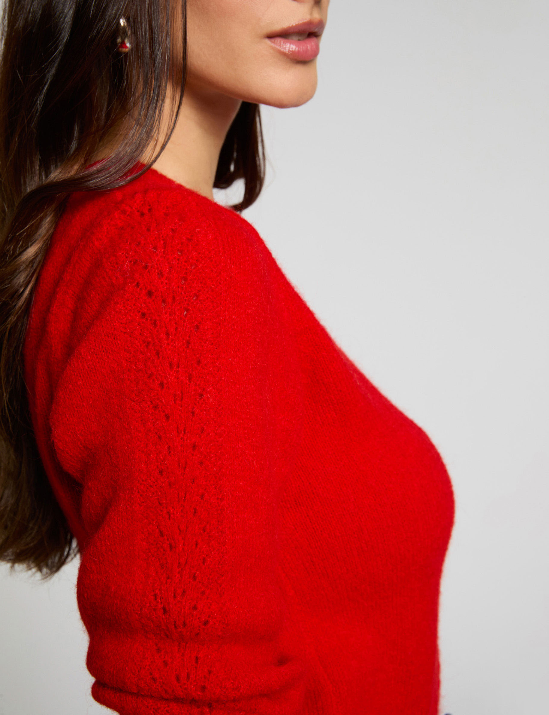 cropped v neck sweater red women Cropped V-neck sweater red women