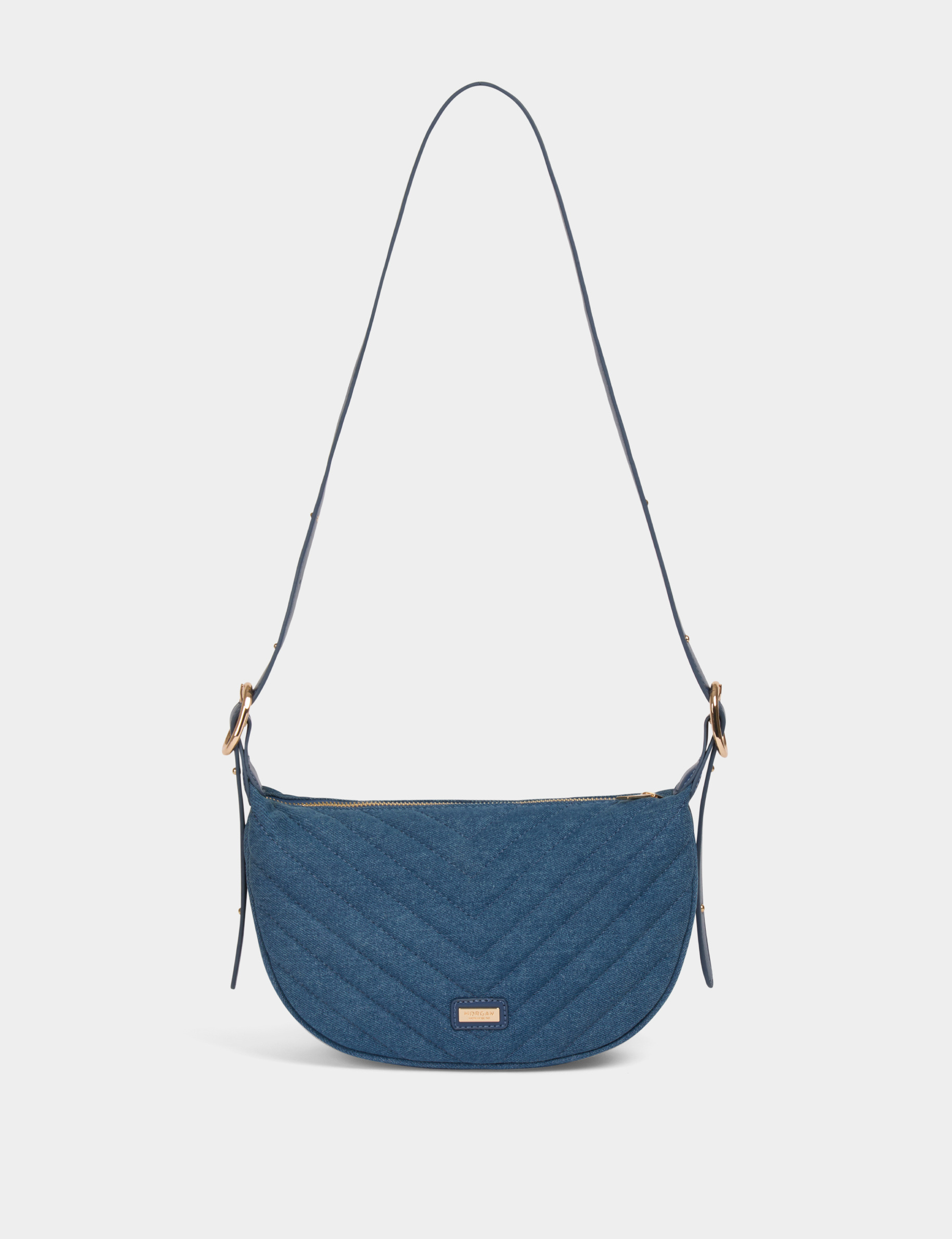 quilted half moon bag stone wash denim women Quilted half moon bag stone wash denim women