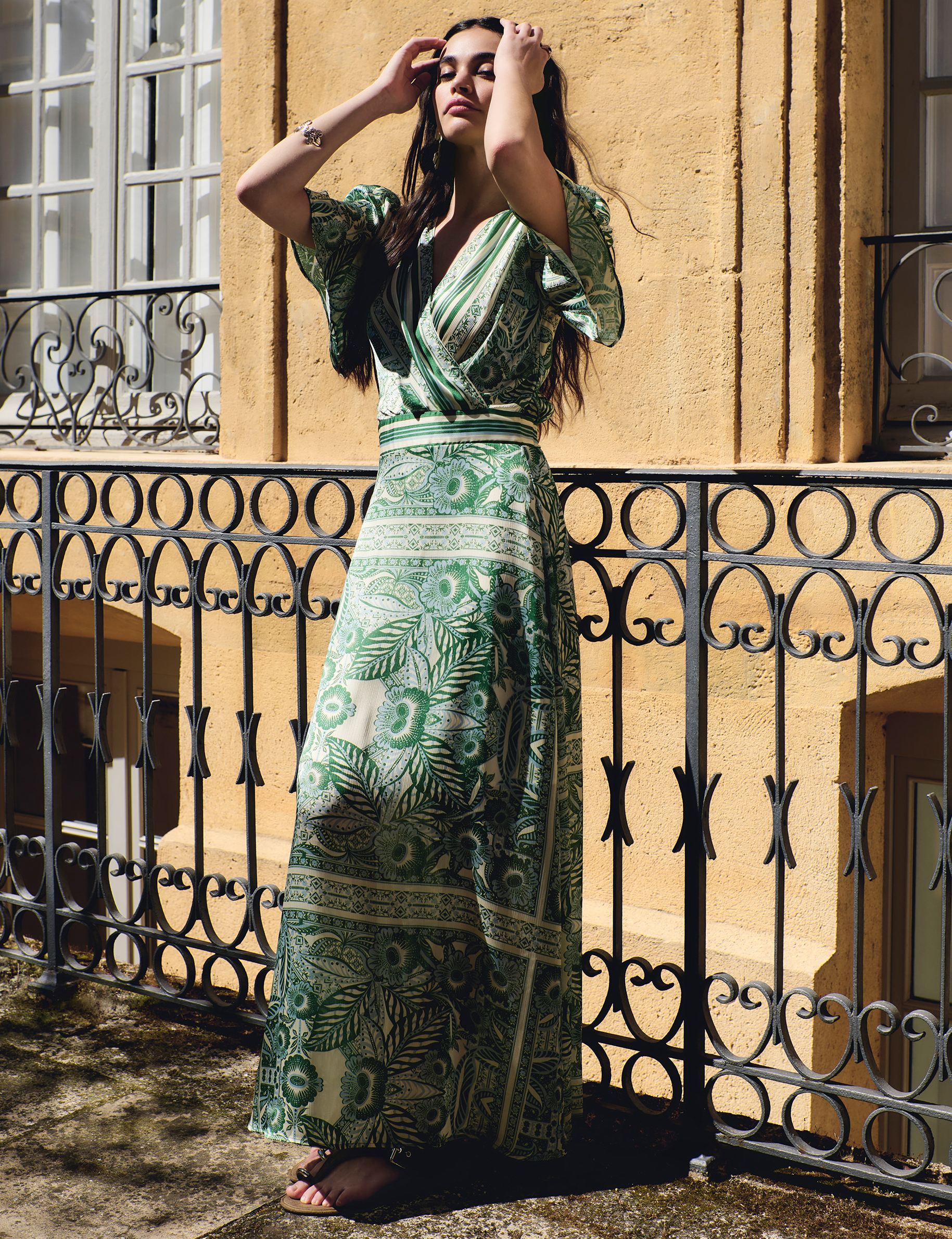Long wrap dress multicolor women