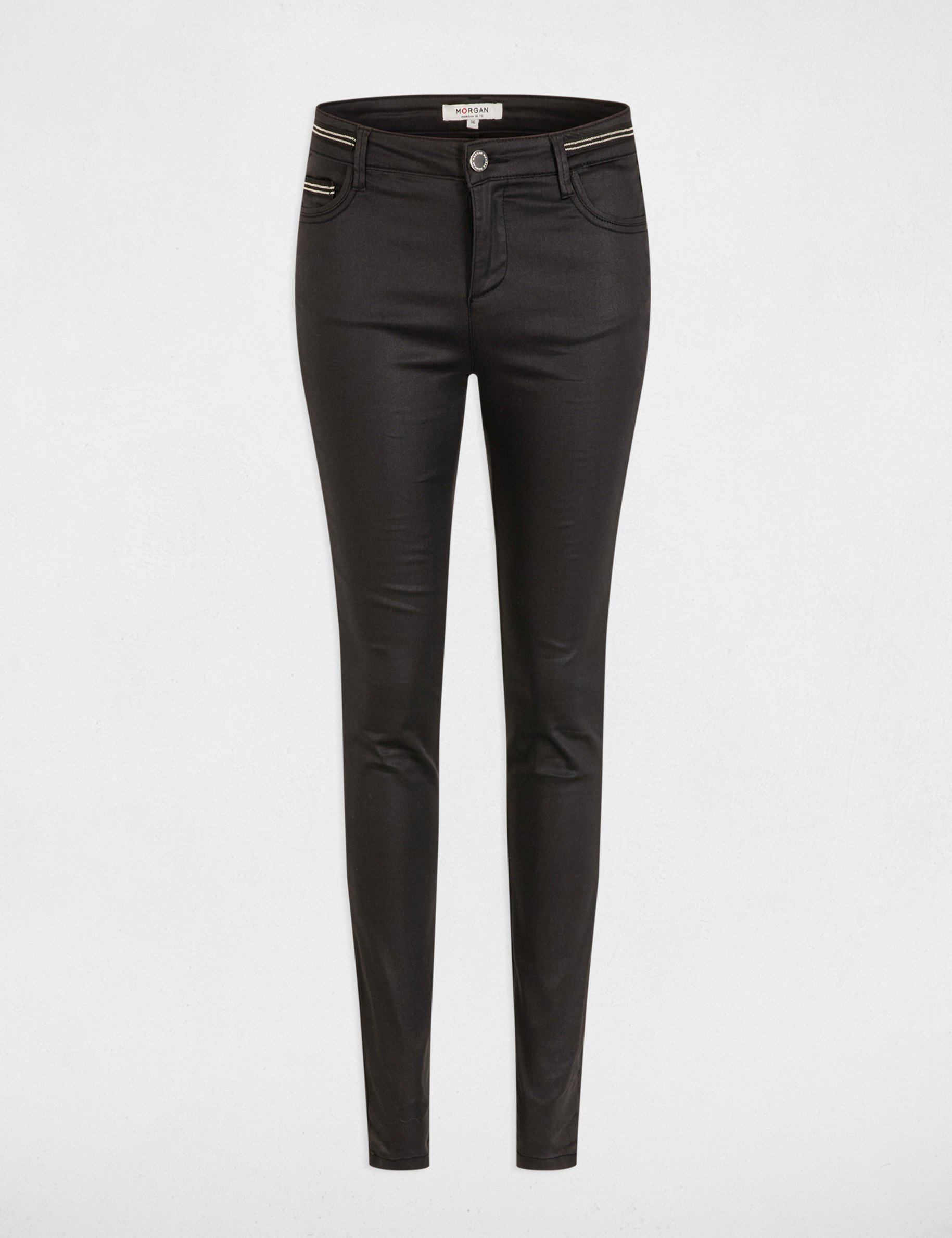 slim trousers with wet effect black women Slim trousers with wet effect black women