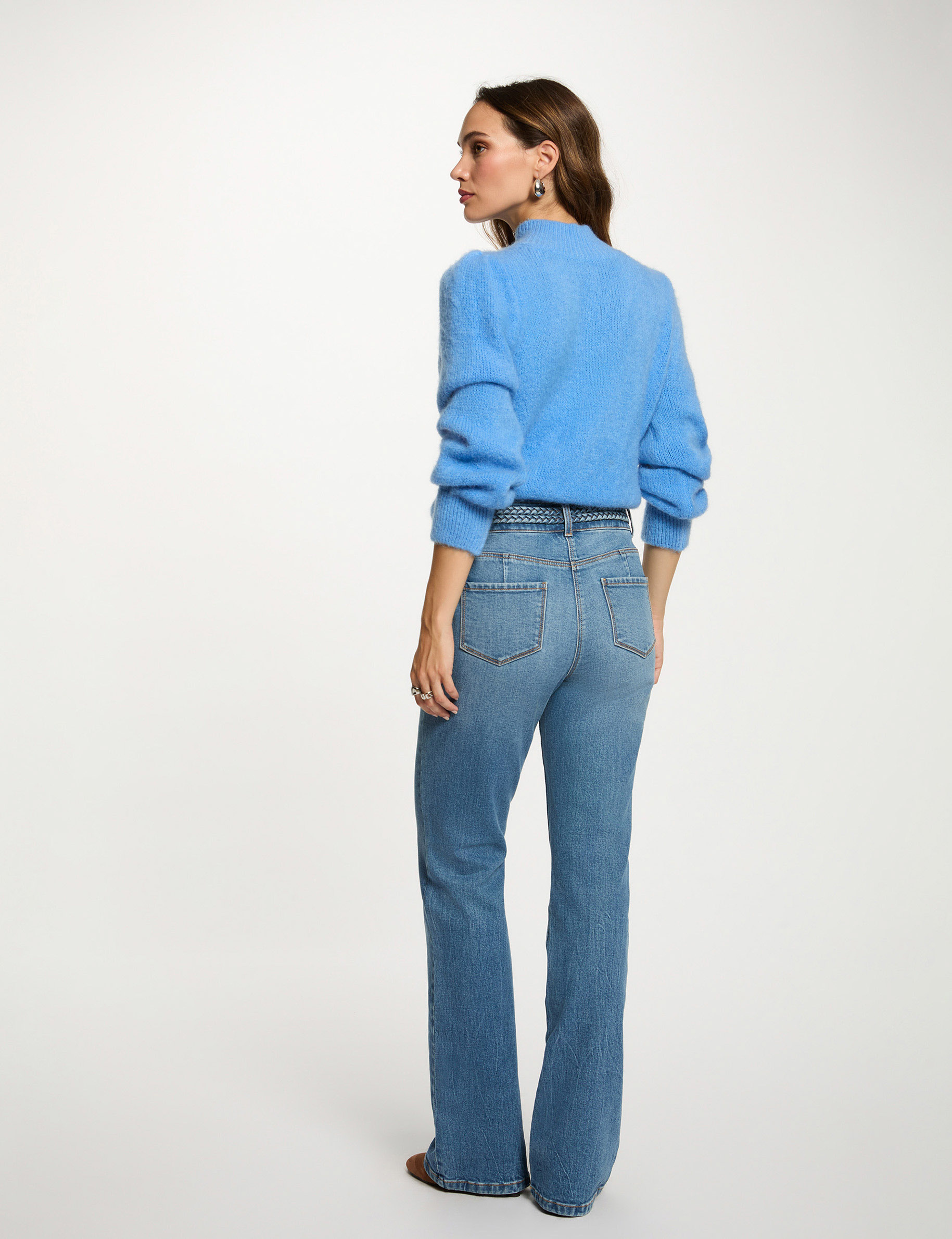 Jumper high collar blue women