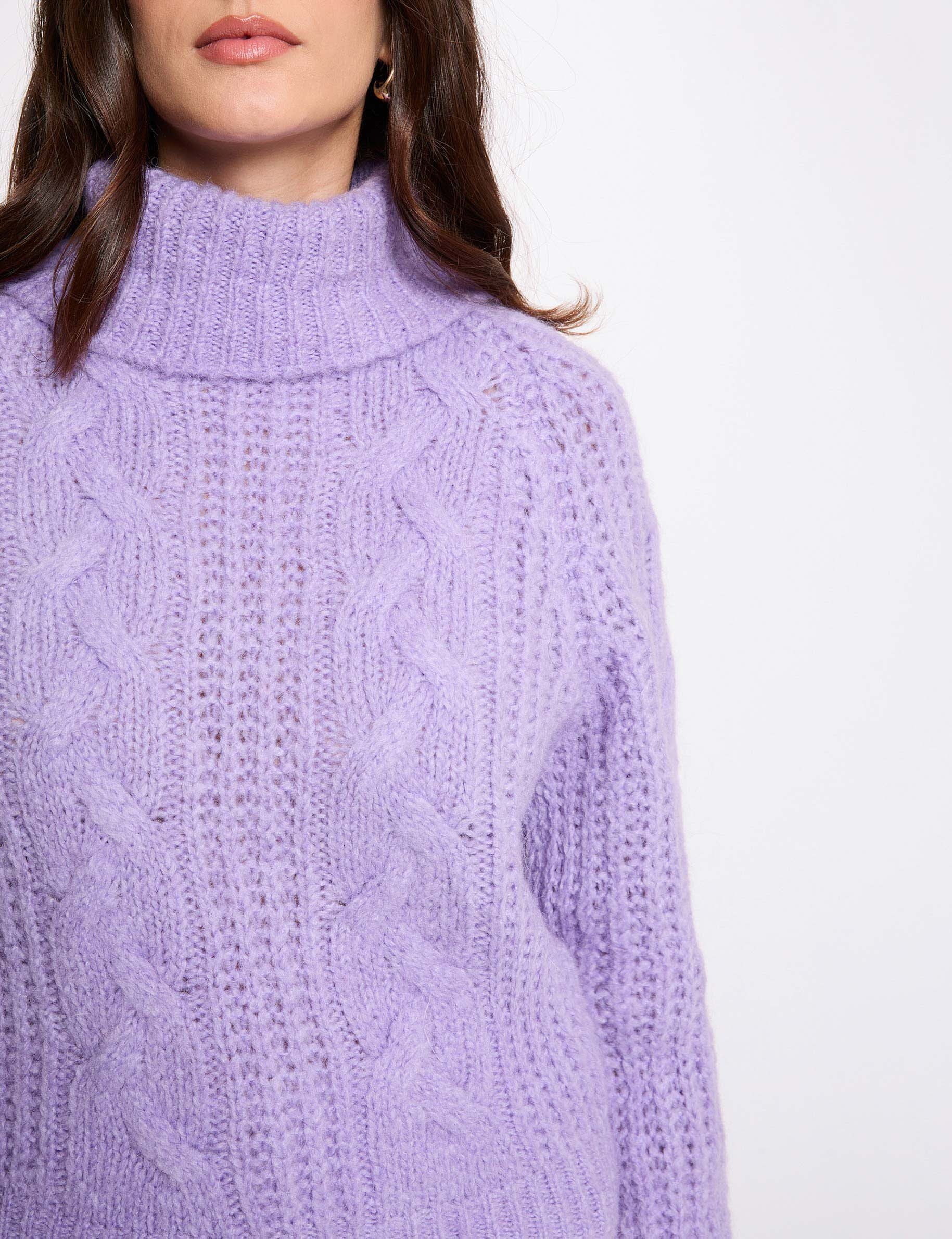 Cable-knit turtleneck sweater parma purple women