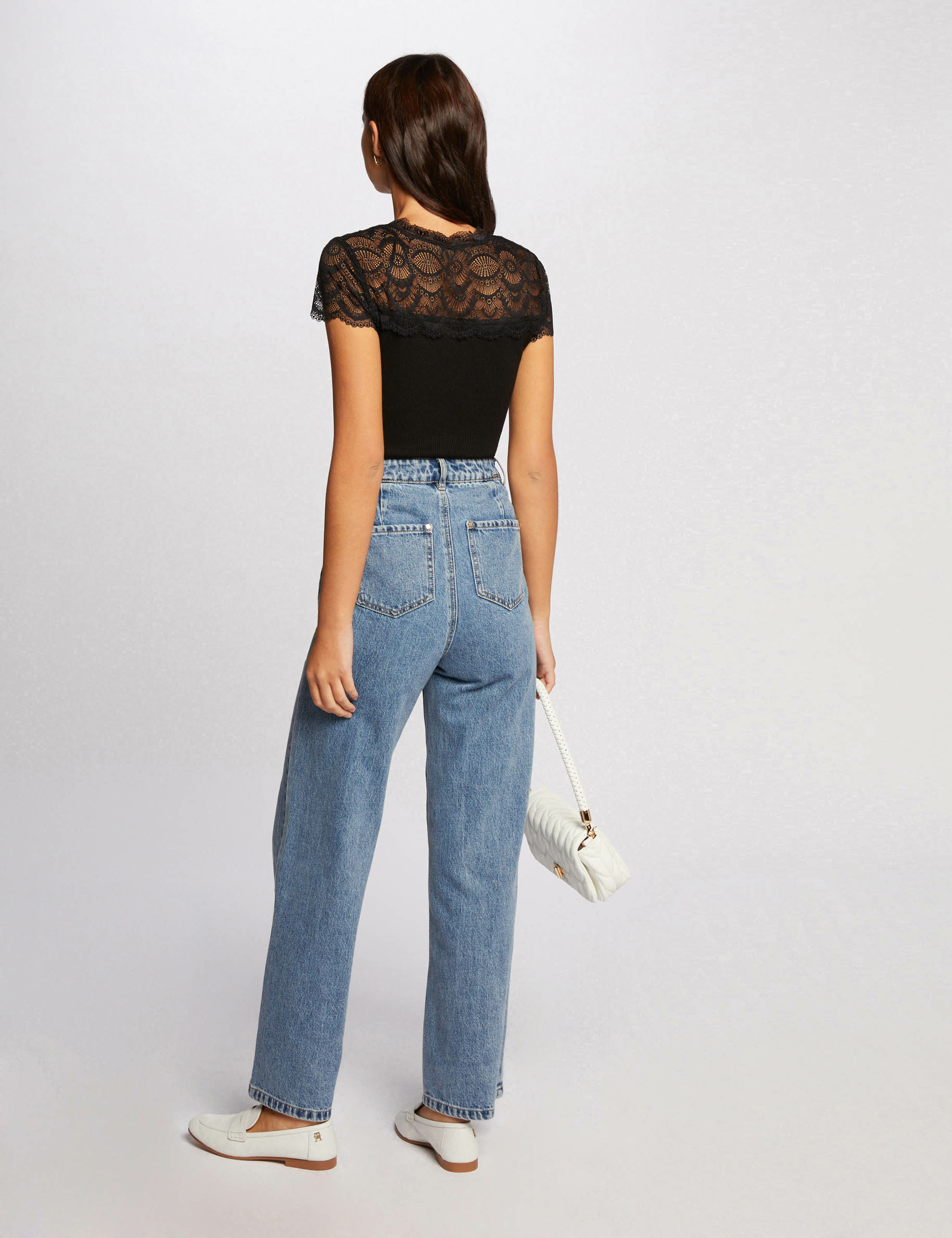 Lace short-sleeved jumper black women