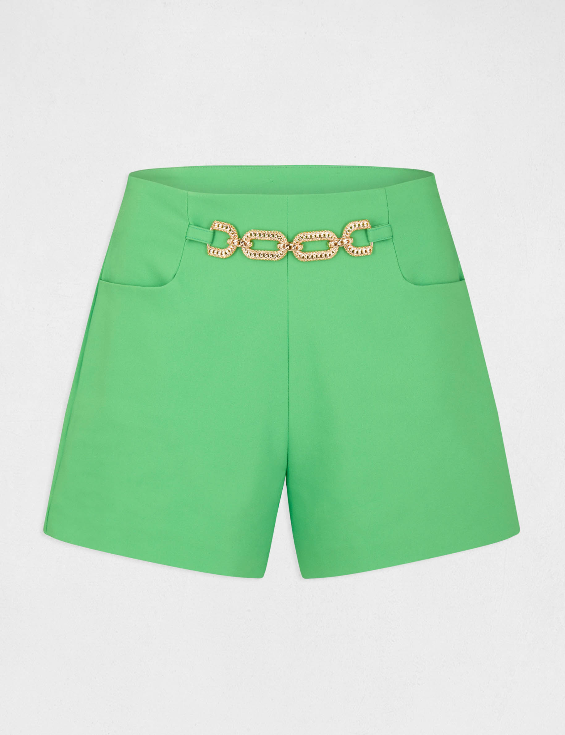 Straight city shorts with ornament green ladies'