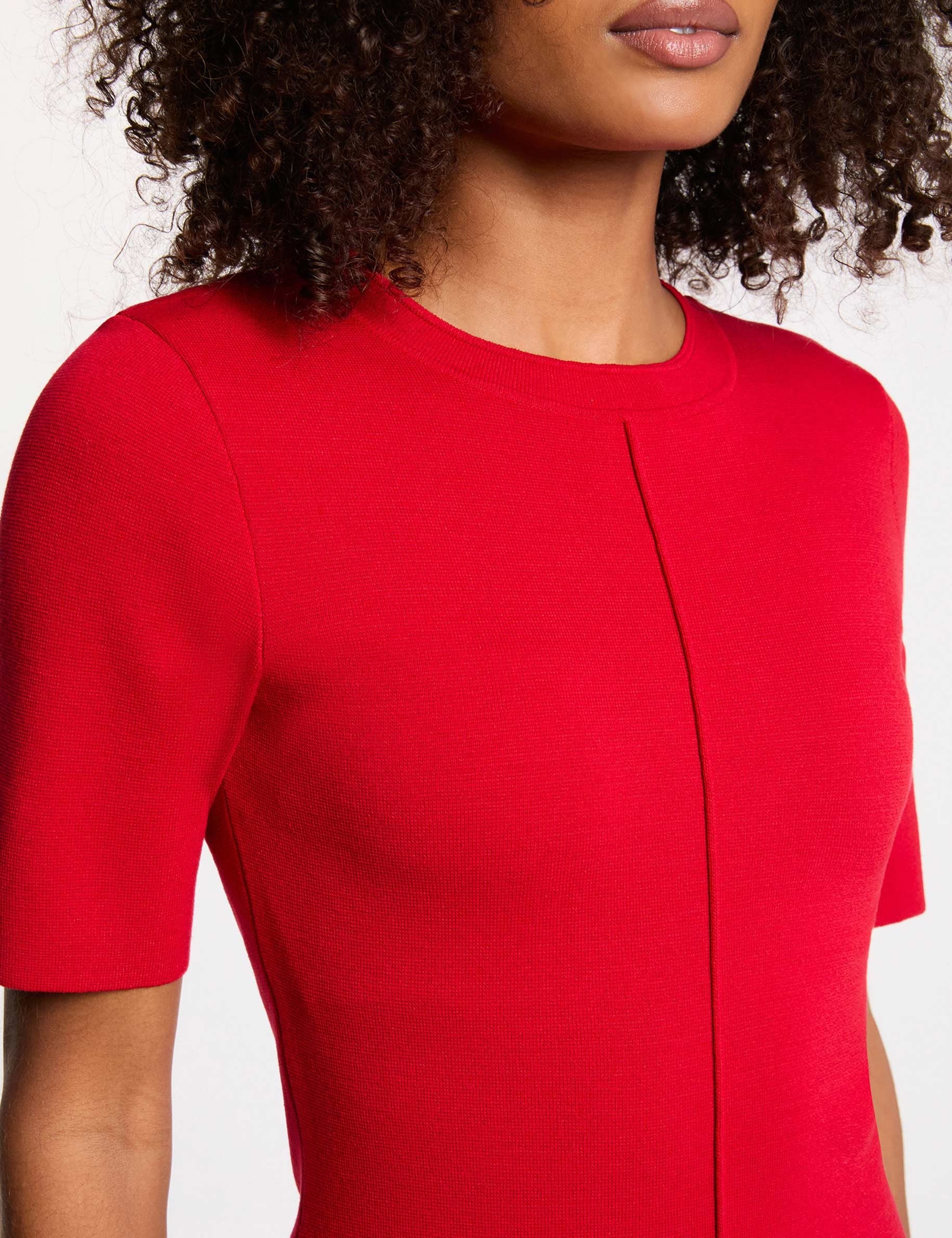 Fitted short knit dress red women