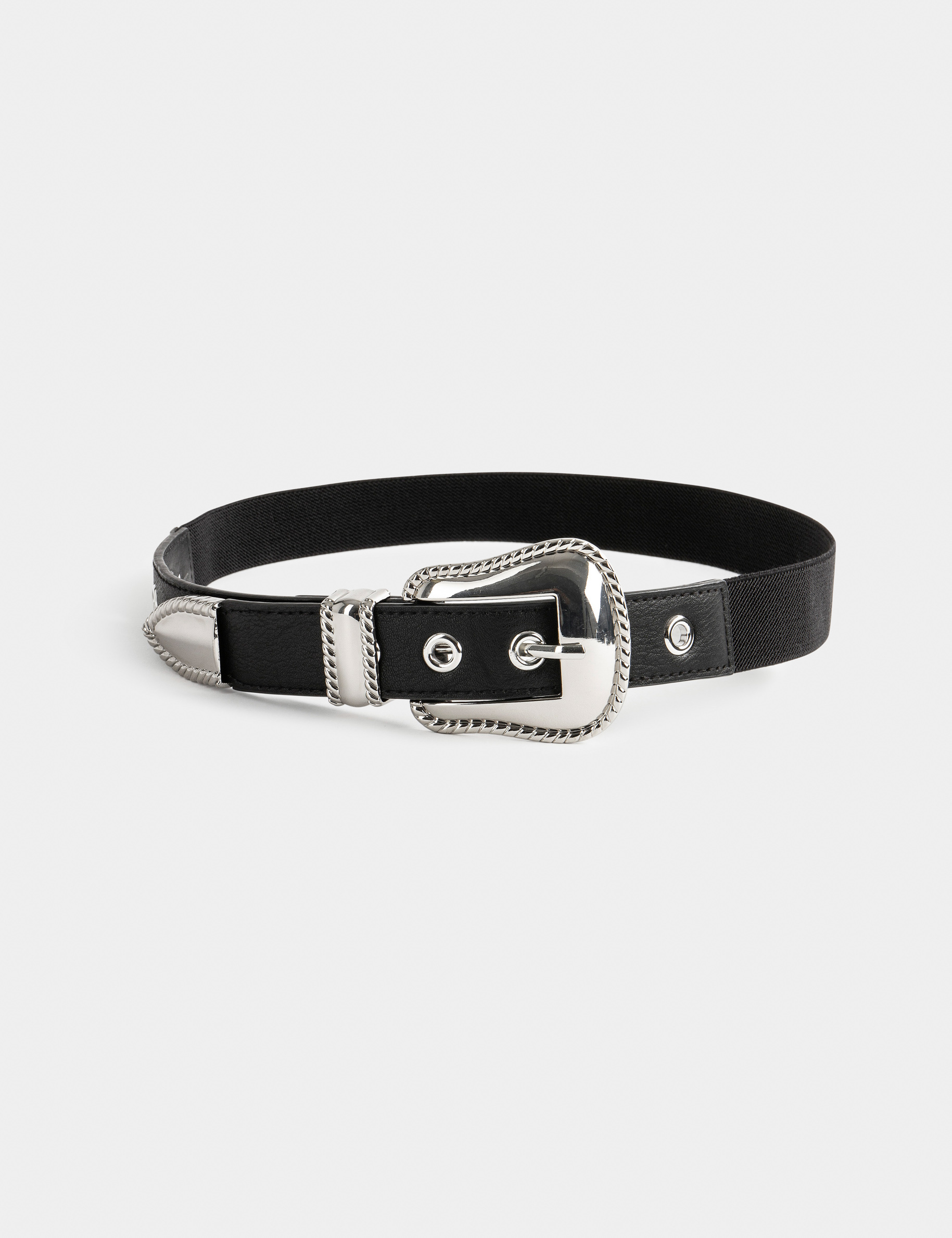 Belt with western buckle black ladies'